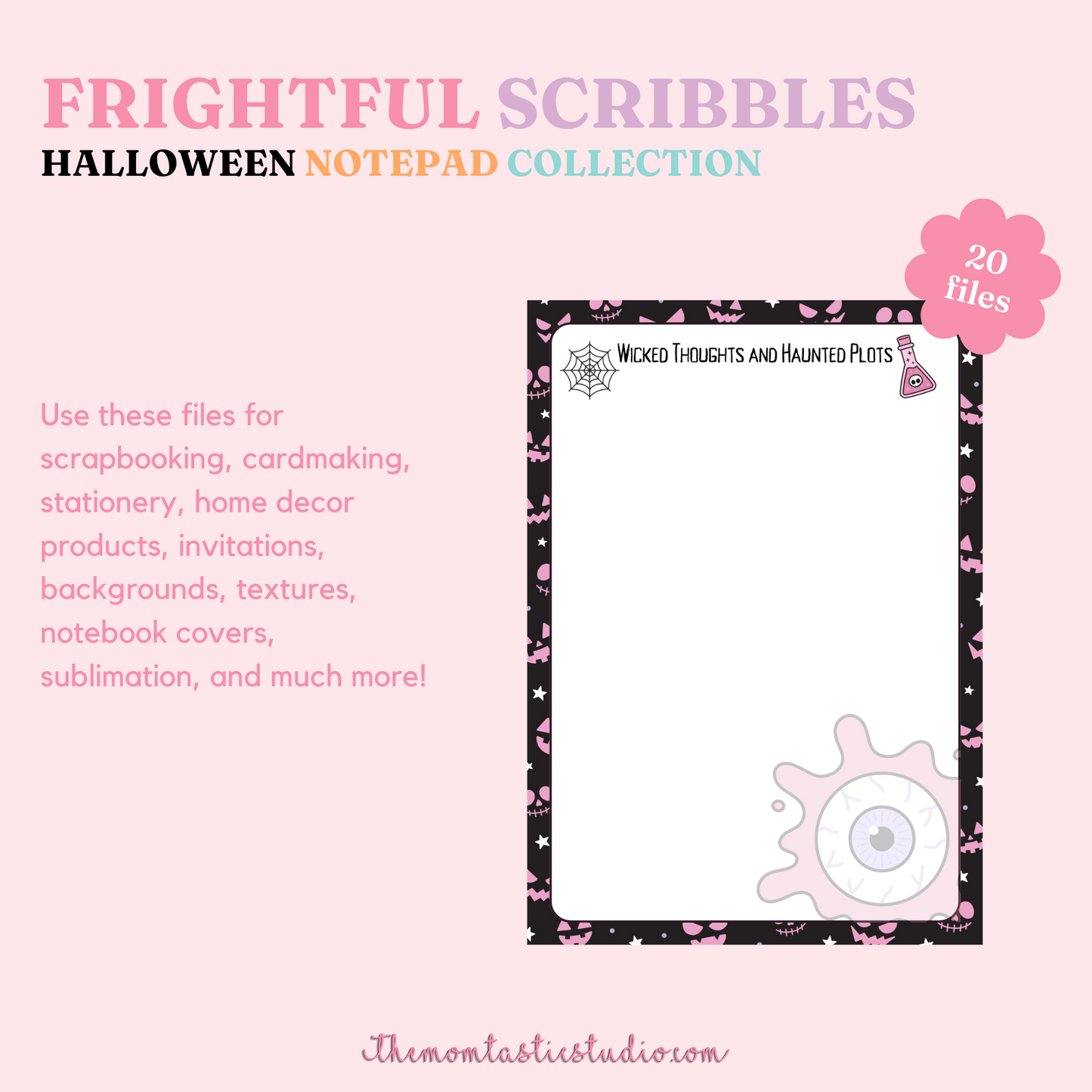 Frightful Scribbles Halloween Notepad Bundle - PDF/PNG Files - Commercial Use