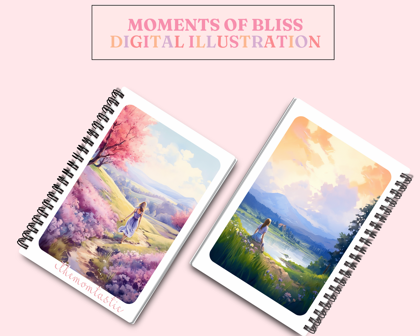 Moments of Bliss - Watercolor Digital Illustration - 300 DPI - Commercial Use - Instant Download