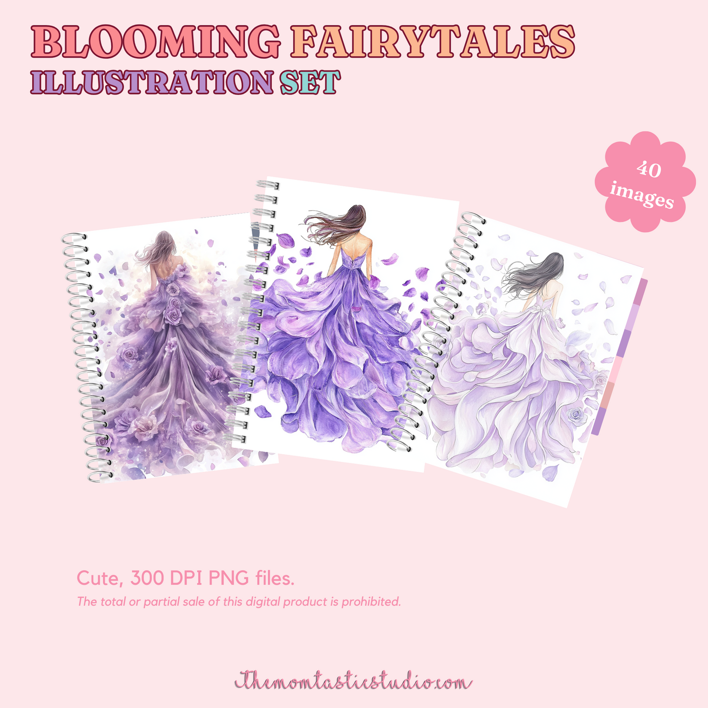 Blooming Fairytales Illustration Set - 300 DPI – Instant Download – Commercial Use