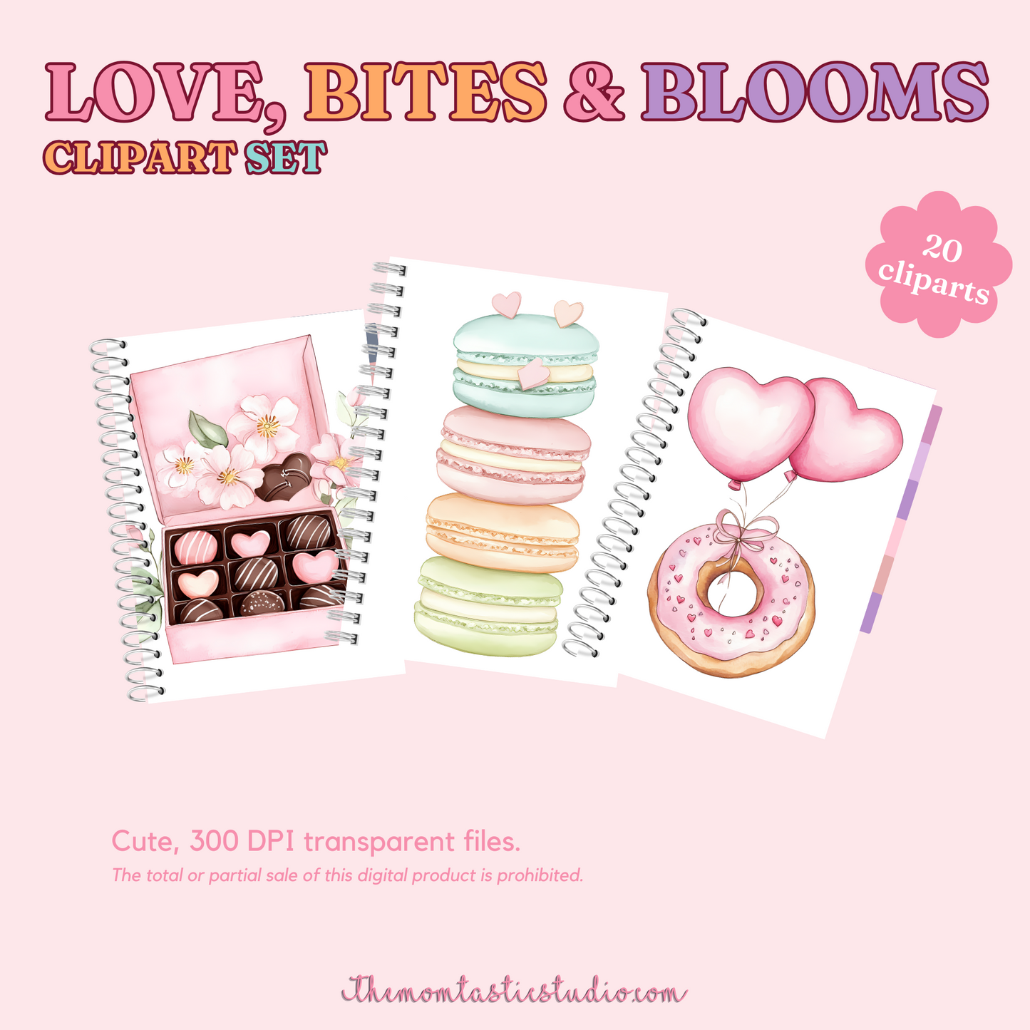 Love, Bites & Blooms Clipart Set - 300 DPI – Instant Download – Commercial Use (Transparent Files)