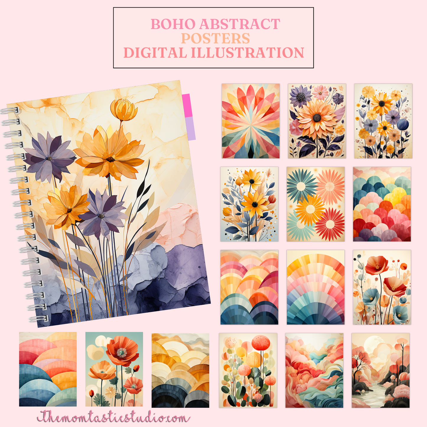 Boho Abstract Poster Digital Illustration 300DPI – Instant Download – Commercial Use