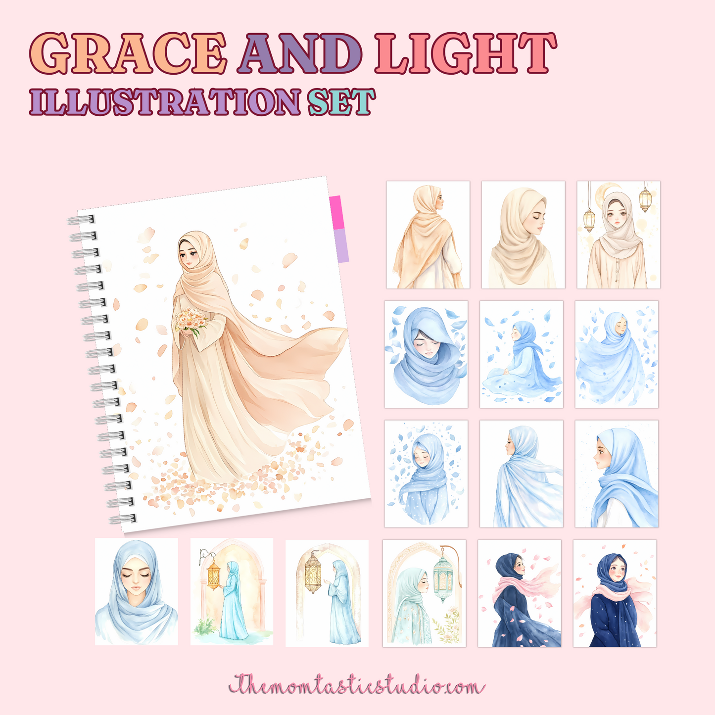 Grace and Light Illustration Set - 300 DPI – Instant Download – Commercial Use