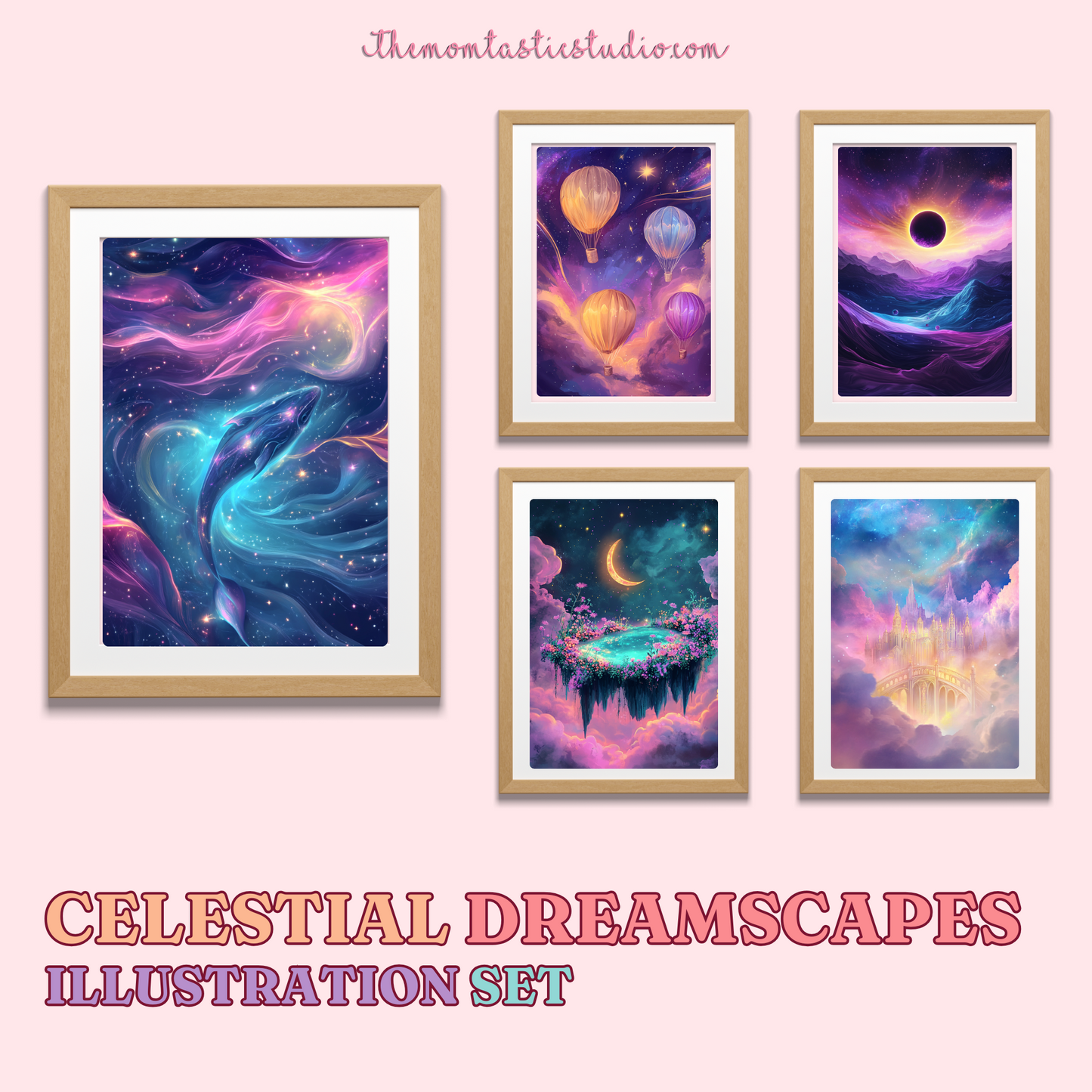 Celestial Dreamscapes Illustration Set - 300 DPI – Instant Download – Commercial Use