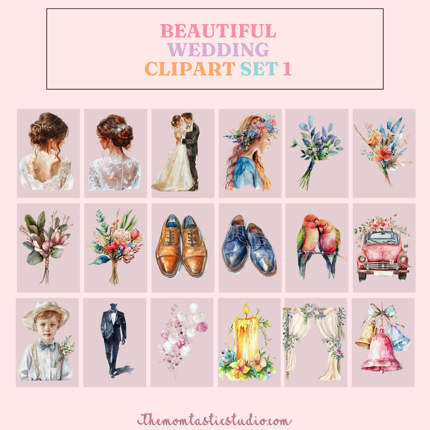 Beautiful Wedding– Clipart Set 1 - High-Quality PNG - Transparent Background - Commercial Use