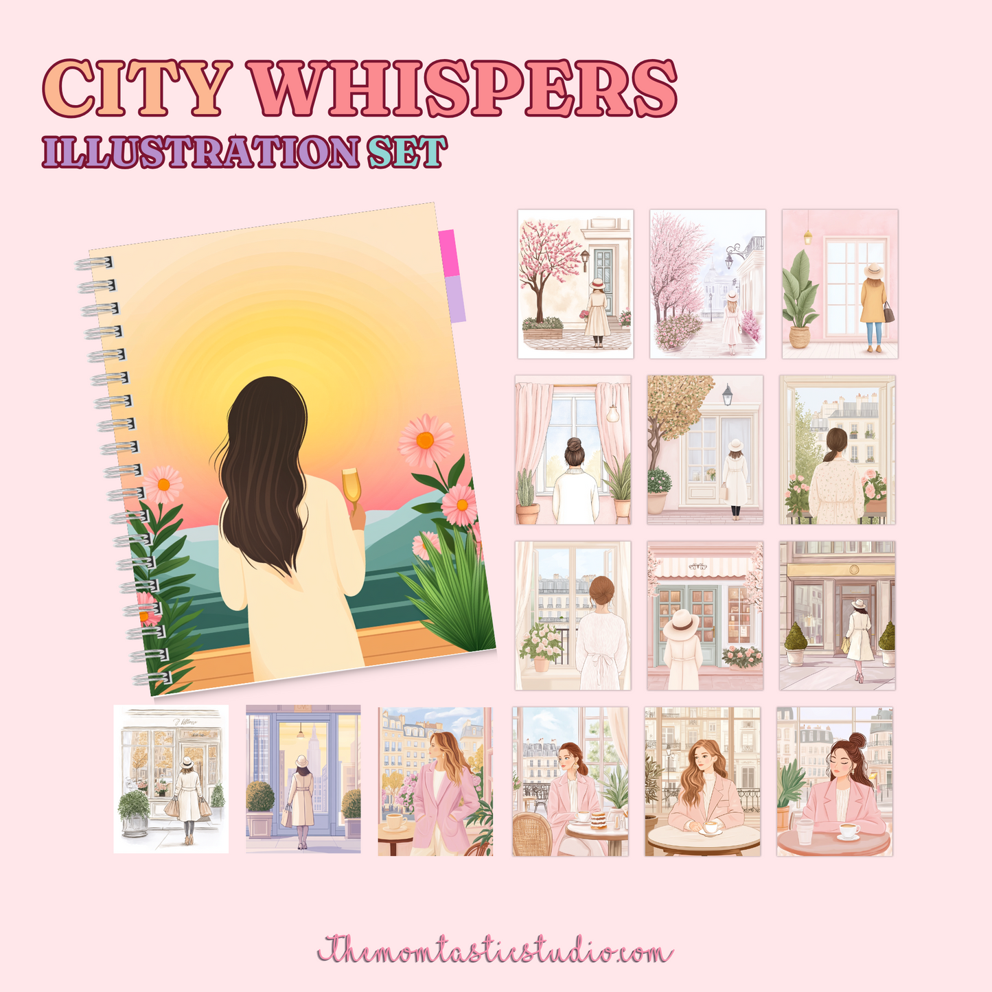 City Whispers Illustration Set - 300 DPI – Instant Download – Commercial Use