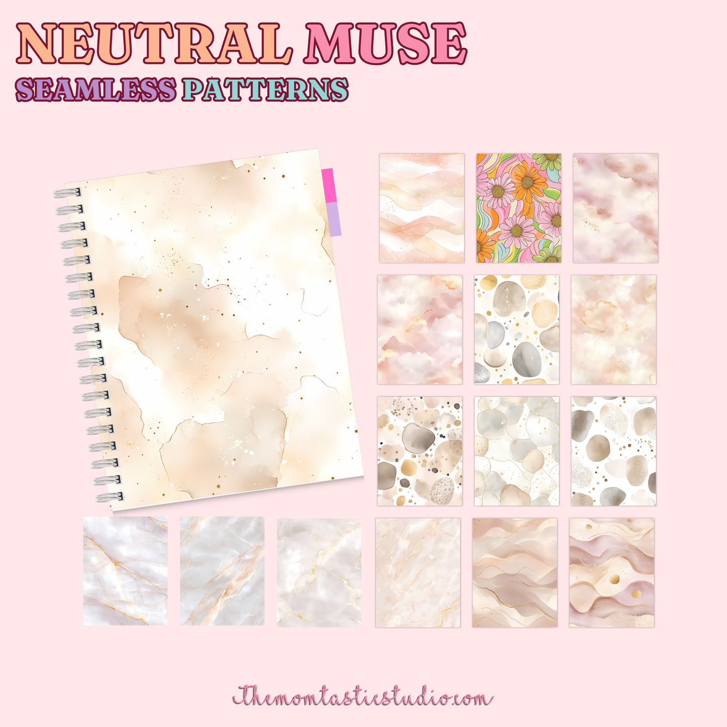 Neutral Muse Seamless Patterns for Commercial Use, Digital Paper - 300 DPI