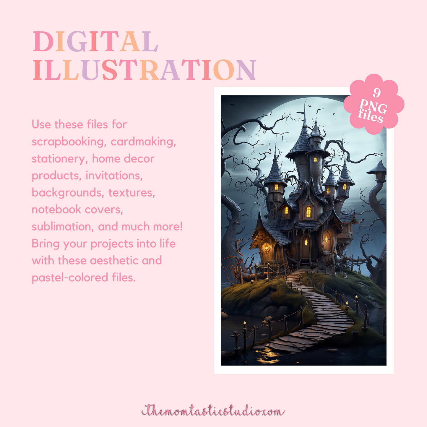 Spooktacular Wonders Halloween Digital Illustration – Instant Download – Commercial Use