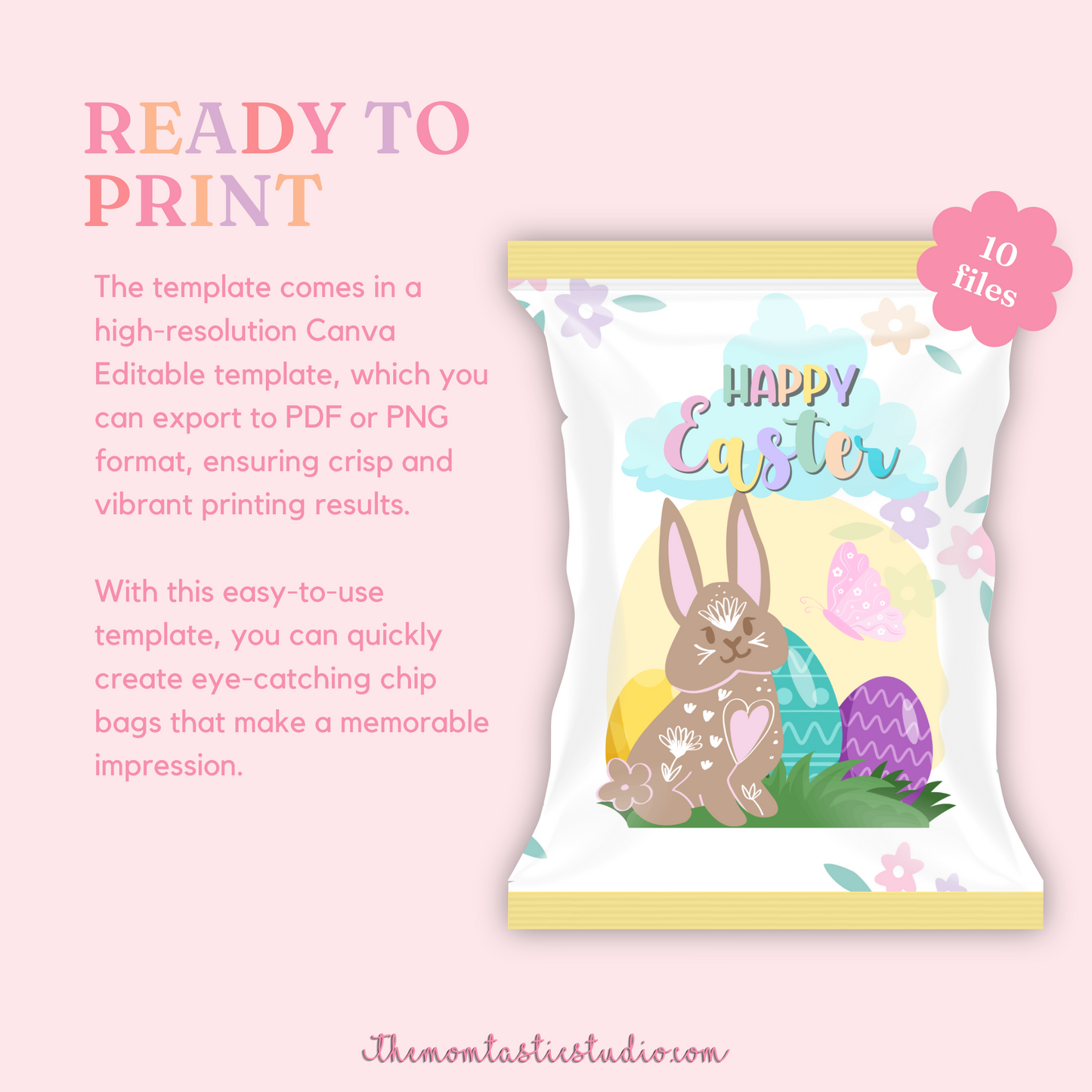 Happy Easter Chip Bag Template – A4 Size – PDF - Canva Template