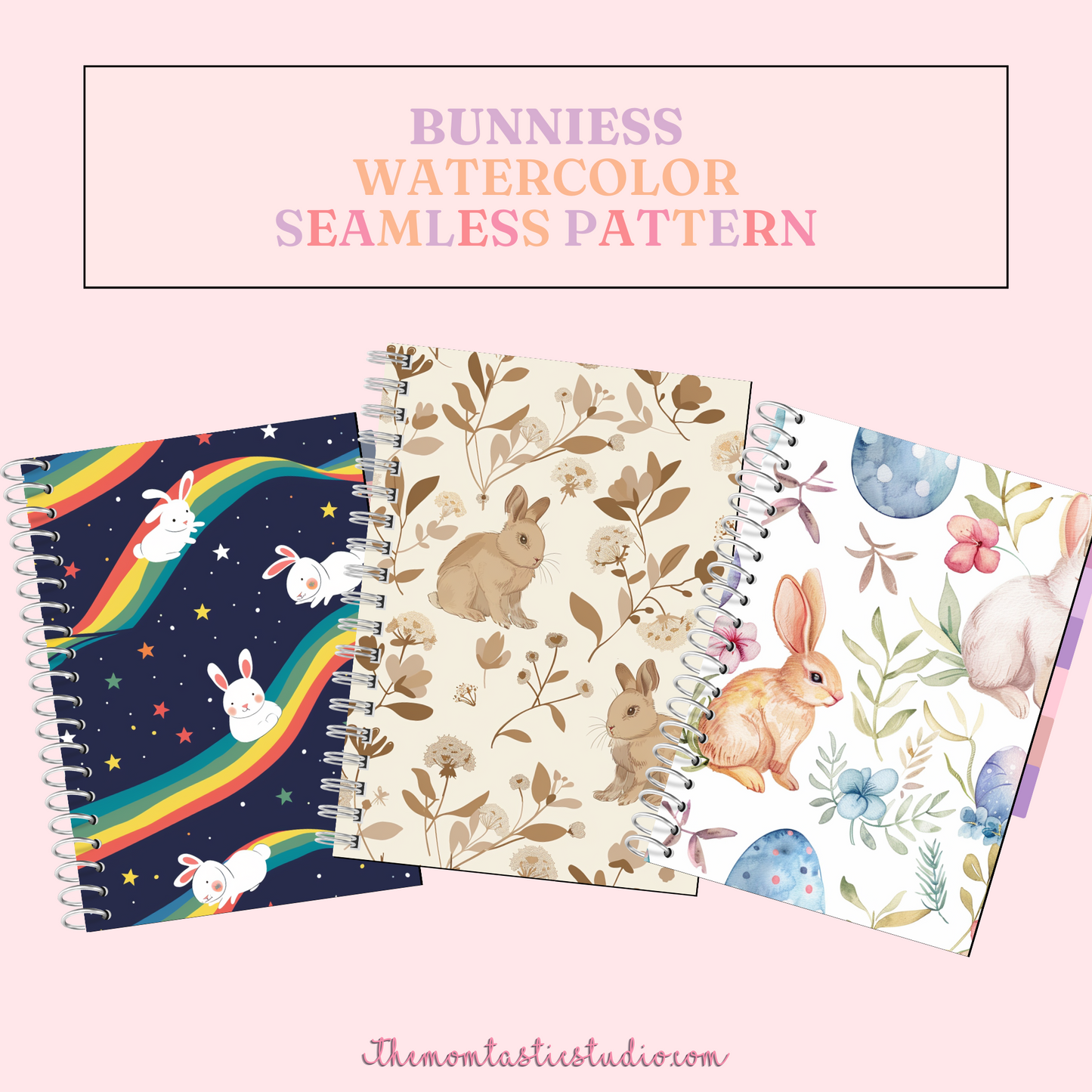 Bunnies Watercolor Seamless Pattern | Cardstocks | Gift Wrappers | Digital Paper | Commercial Use