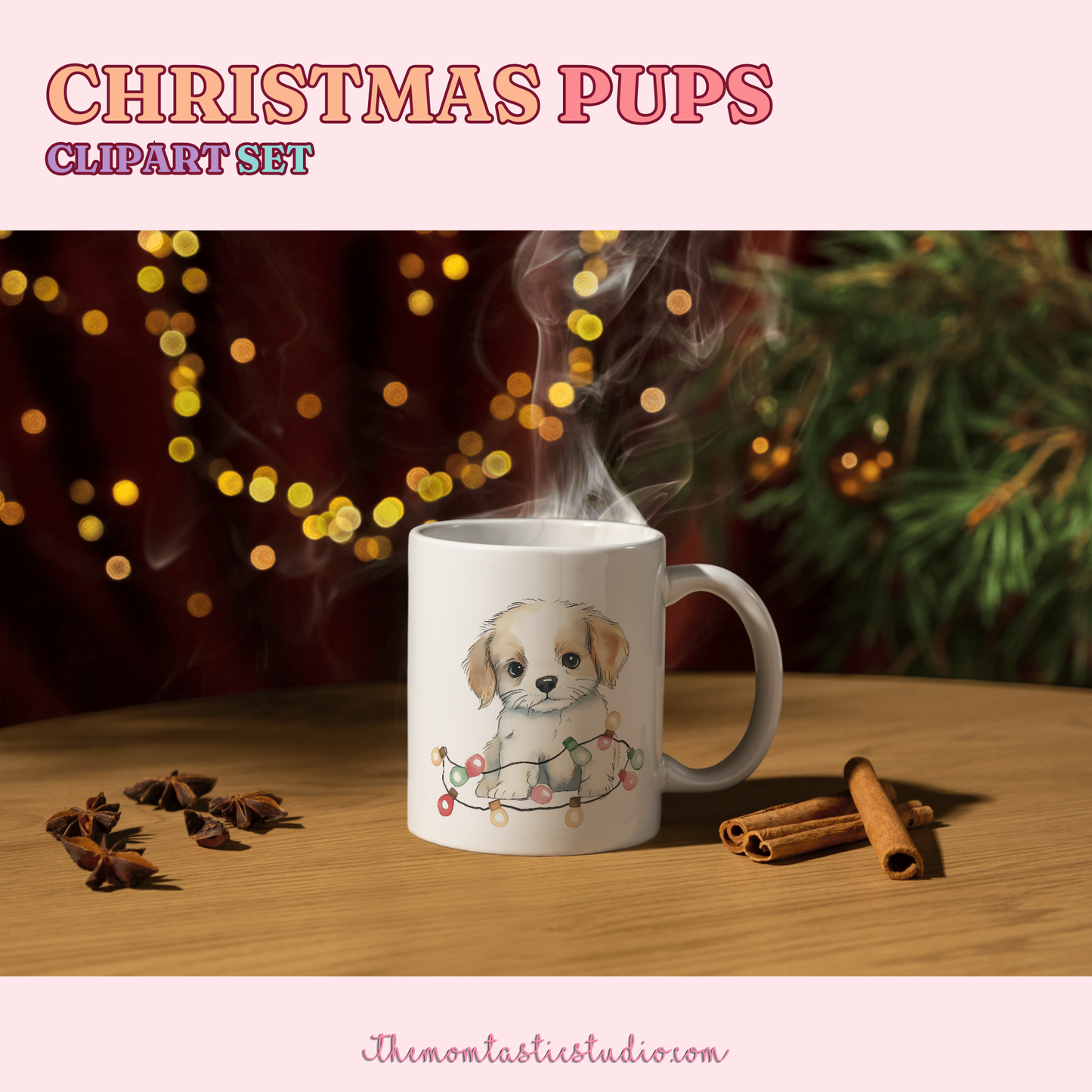 Christmas Pups Clipart Set - 300 DPI – Instant Download – Commercial Use (Transparent Files)