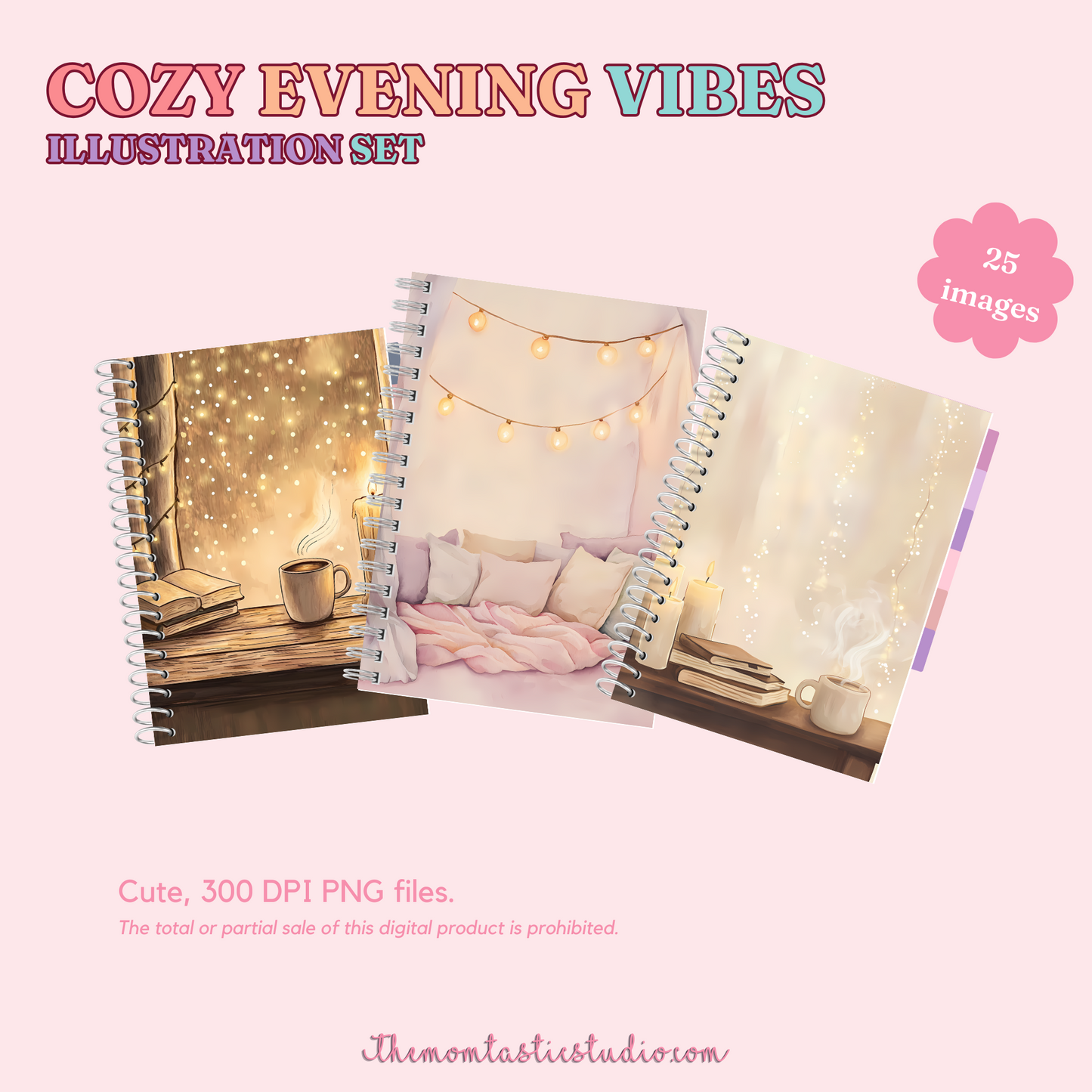 Cozy Evening Vibes Illustration Set - 300 DPI – Instant Download – Commercial Use