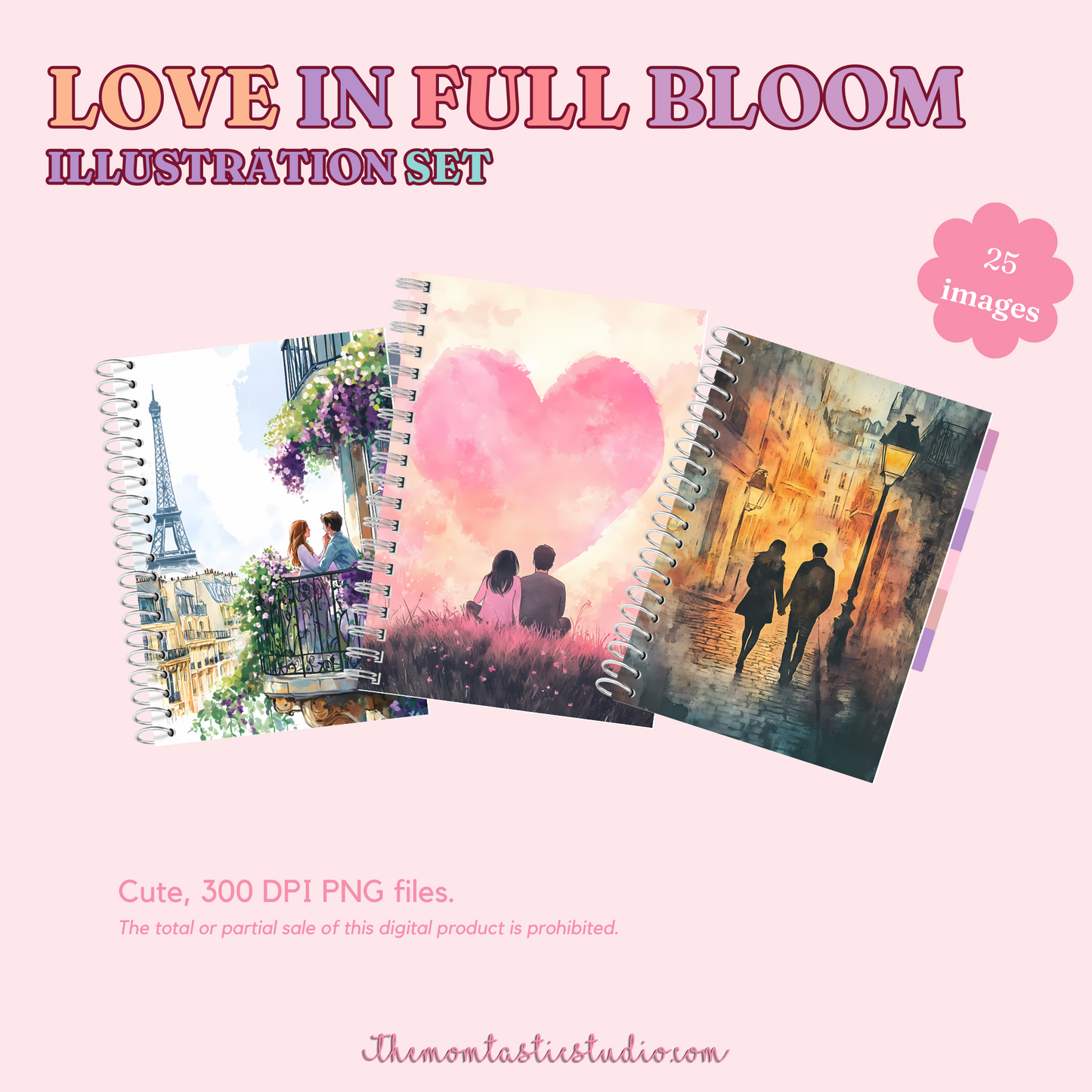 Love in Full Bloom Illustration Set - 300 DPI – Instant Download – Commercial Use