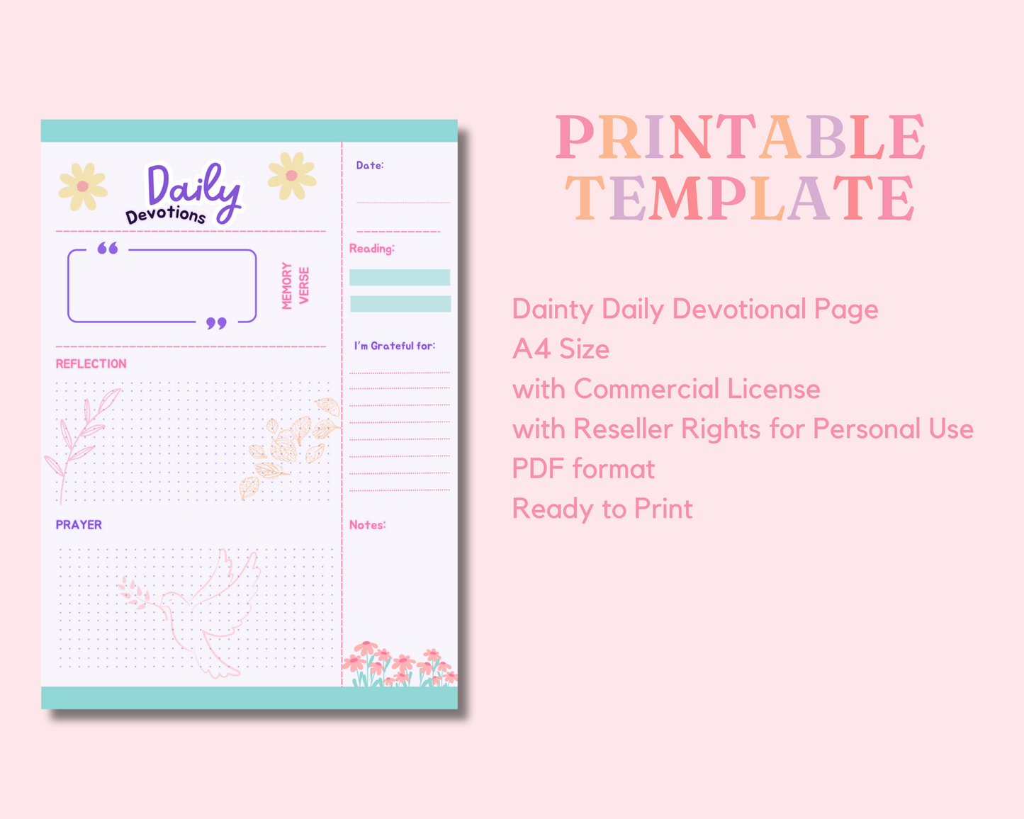 Daily Devotional - Printable Template - A4 - PDF File - Commercial License - Reseller Rights