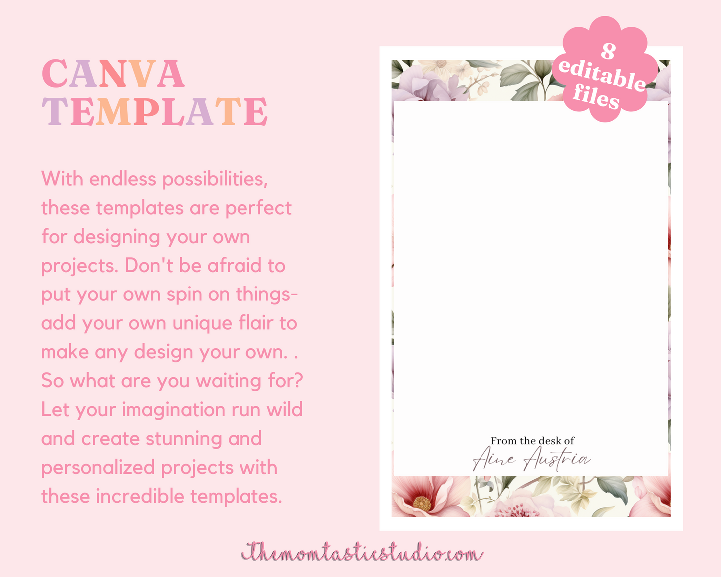 3x4" Vintage Floral Notepad Canva Template - 8 Pages - Commercial Use