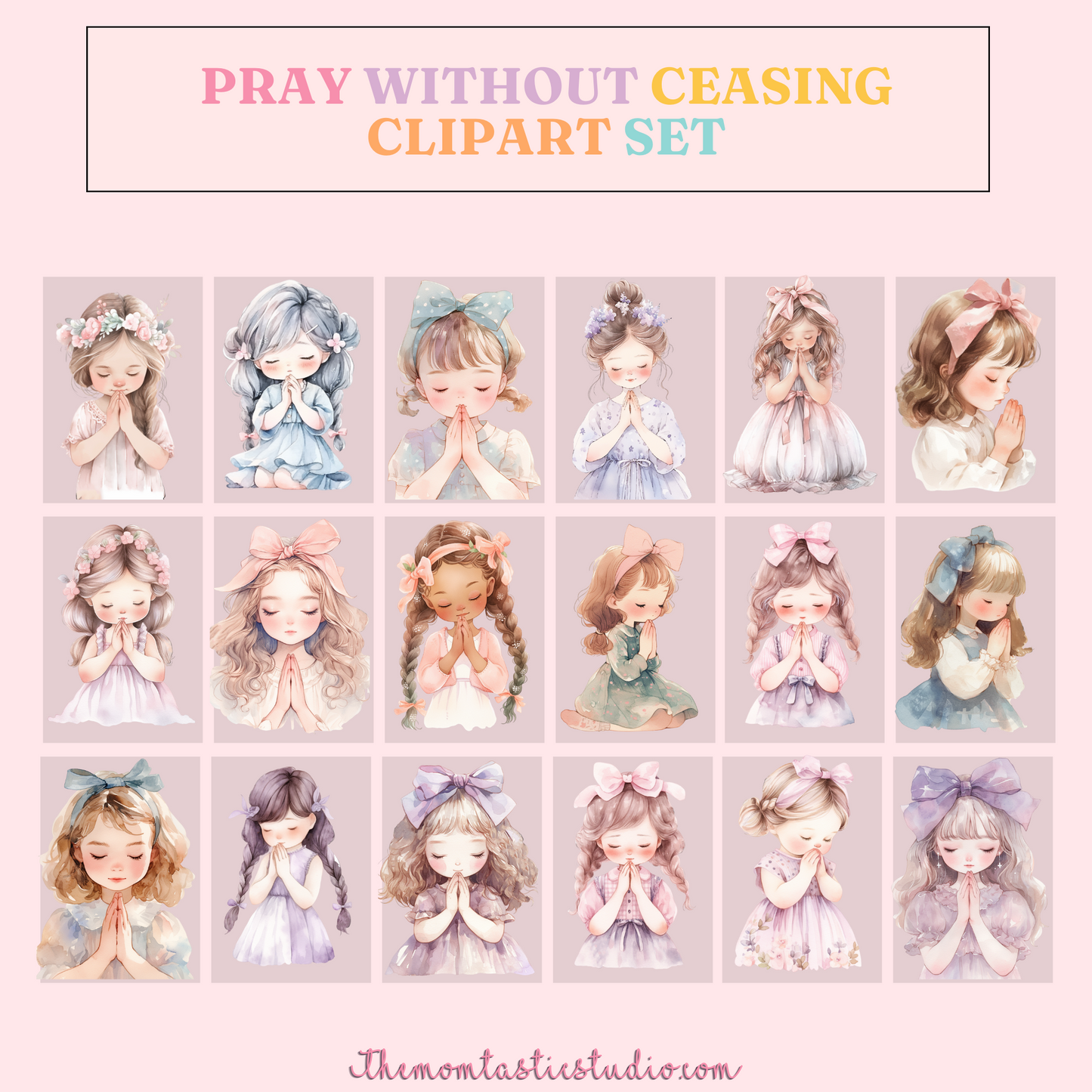 Pray Without Ceasing – Clipart Set - High-Quality PNG - Transparent Background - Commercial Use