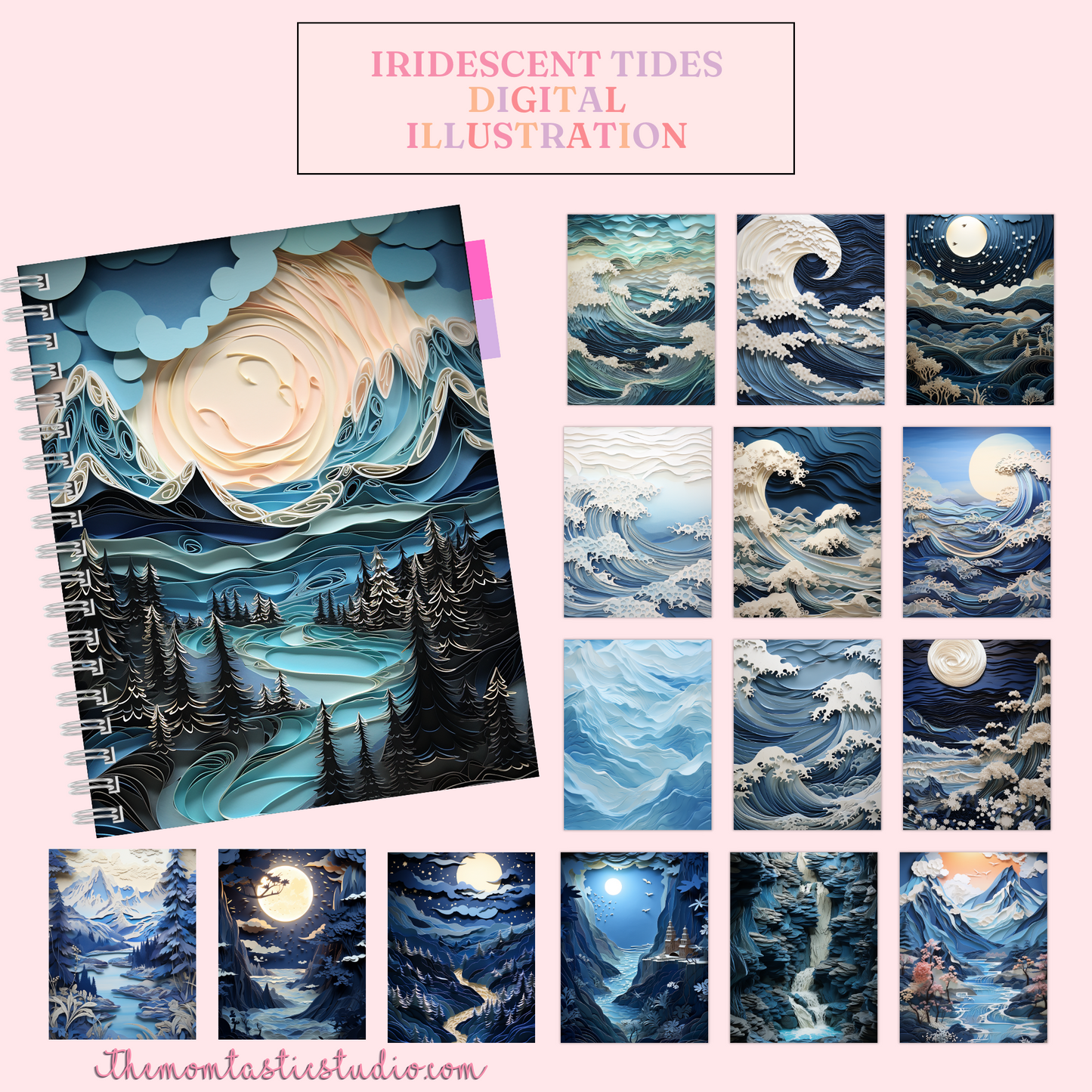 Iridescent Tides Digital Illustration – Instant Download – Commercial Use