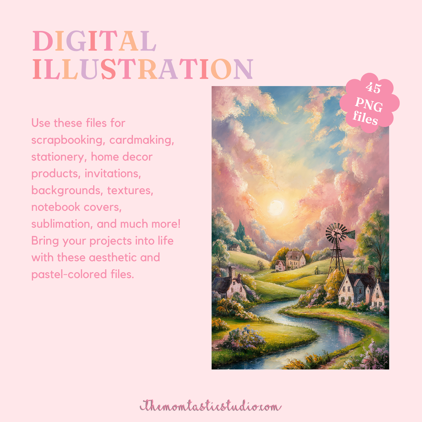 Picturesque Flower Scenes Illustration - 300 DPI – Instant Download – Commercial Use