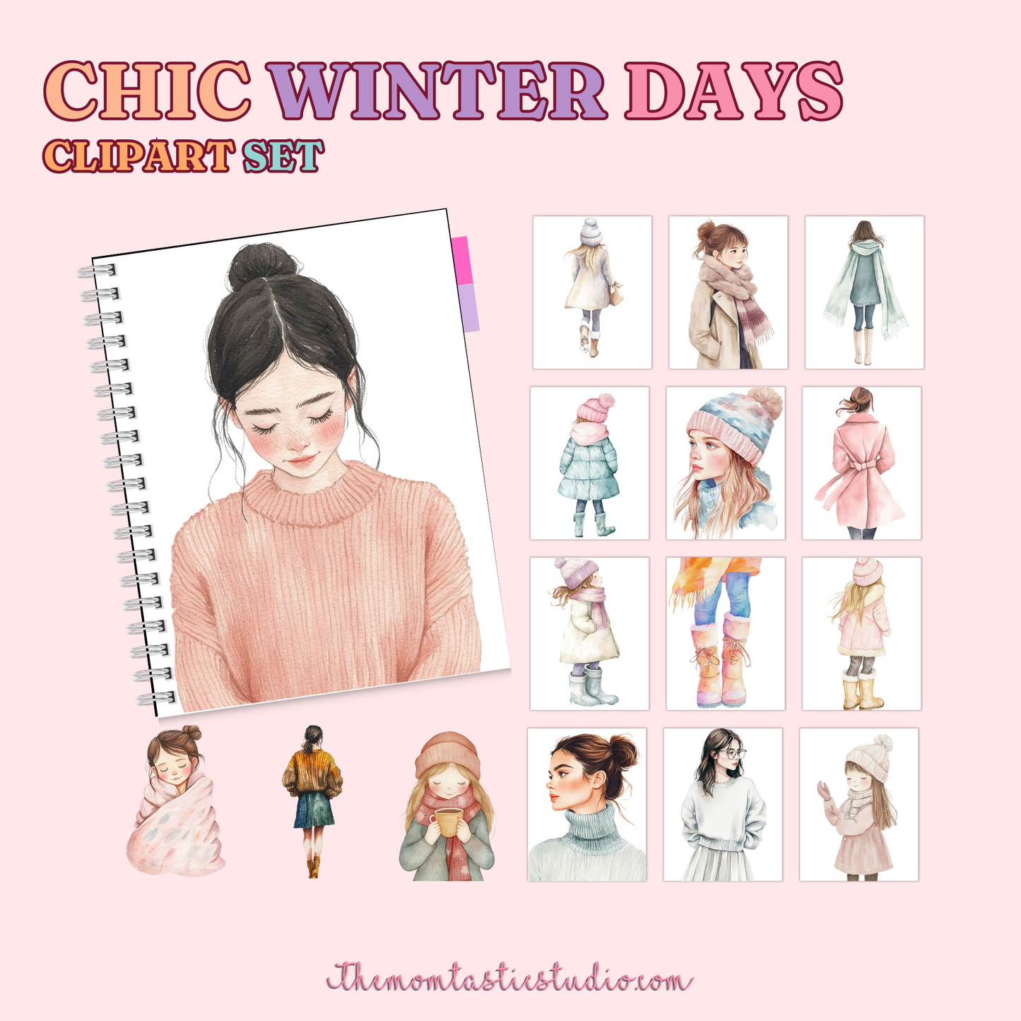 Chic Winter Days Clipart Set - 300 DPI – Instant Download – Commercial Use (Transparent Files)