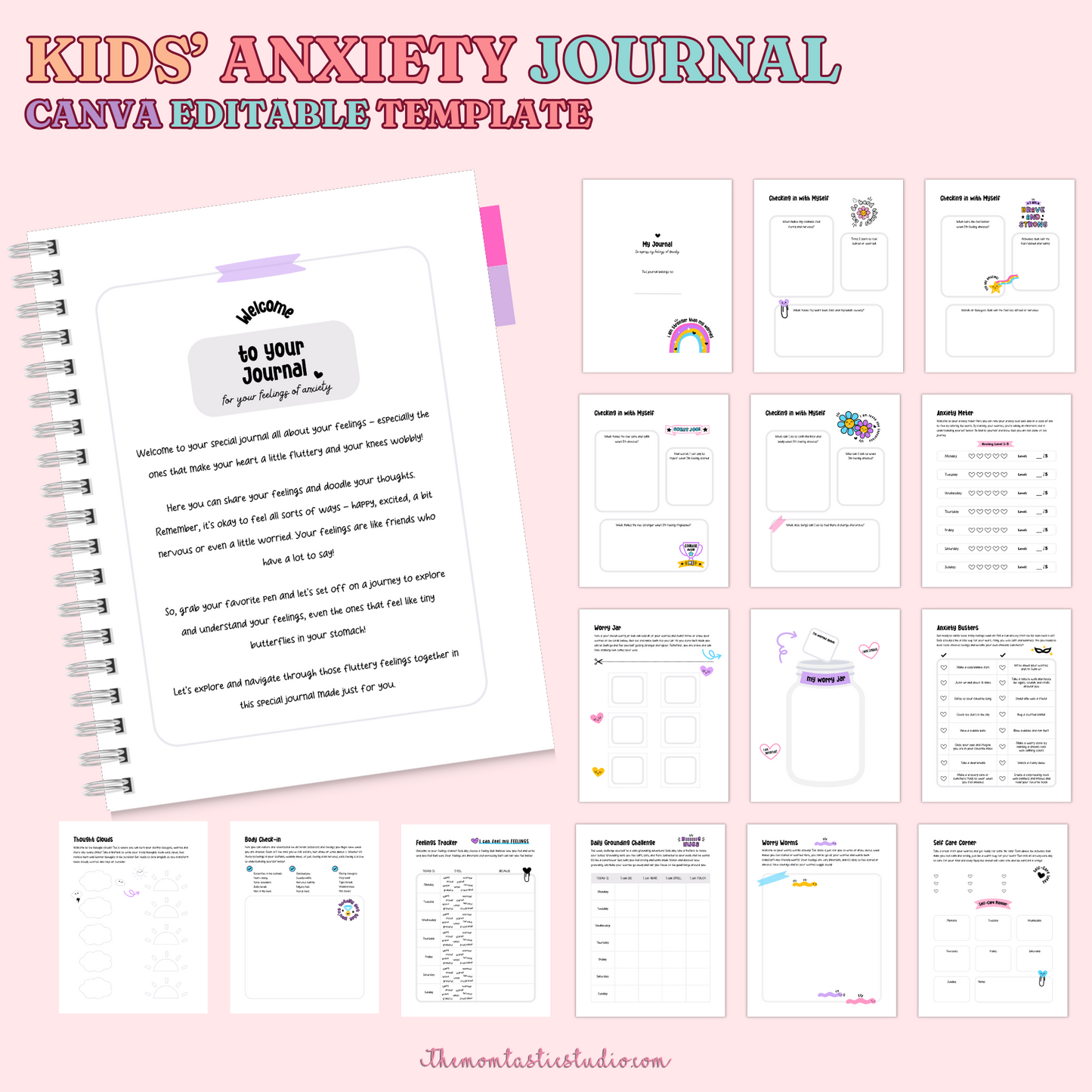 Kids Mental Health Journal Canva Editable Templates – Instant Download – Printable / Editable