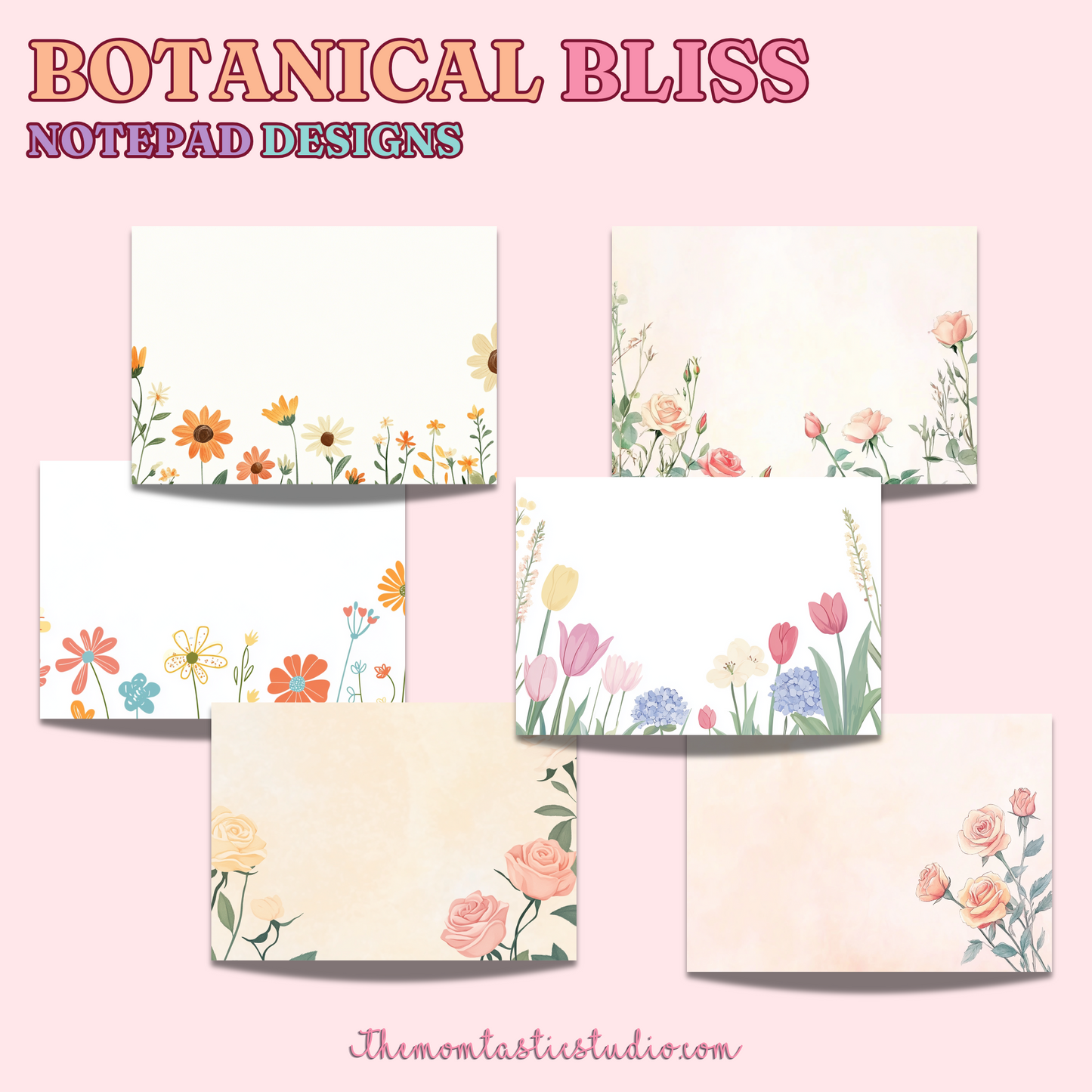 Botanical Bliss Notepad Bundle - PDF/PNG Files - Commercial Use