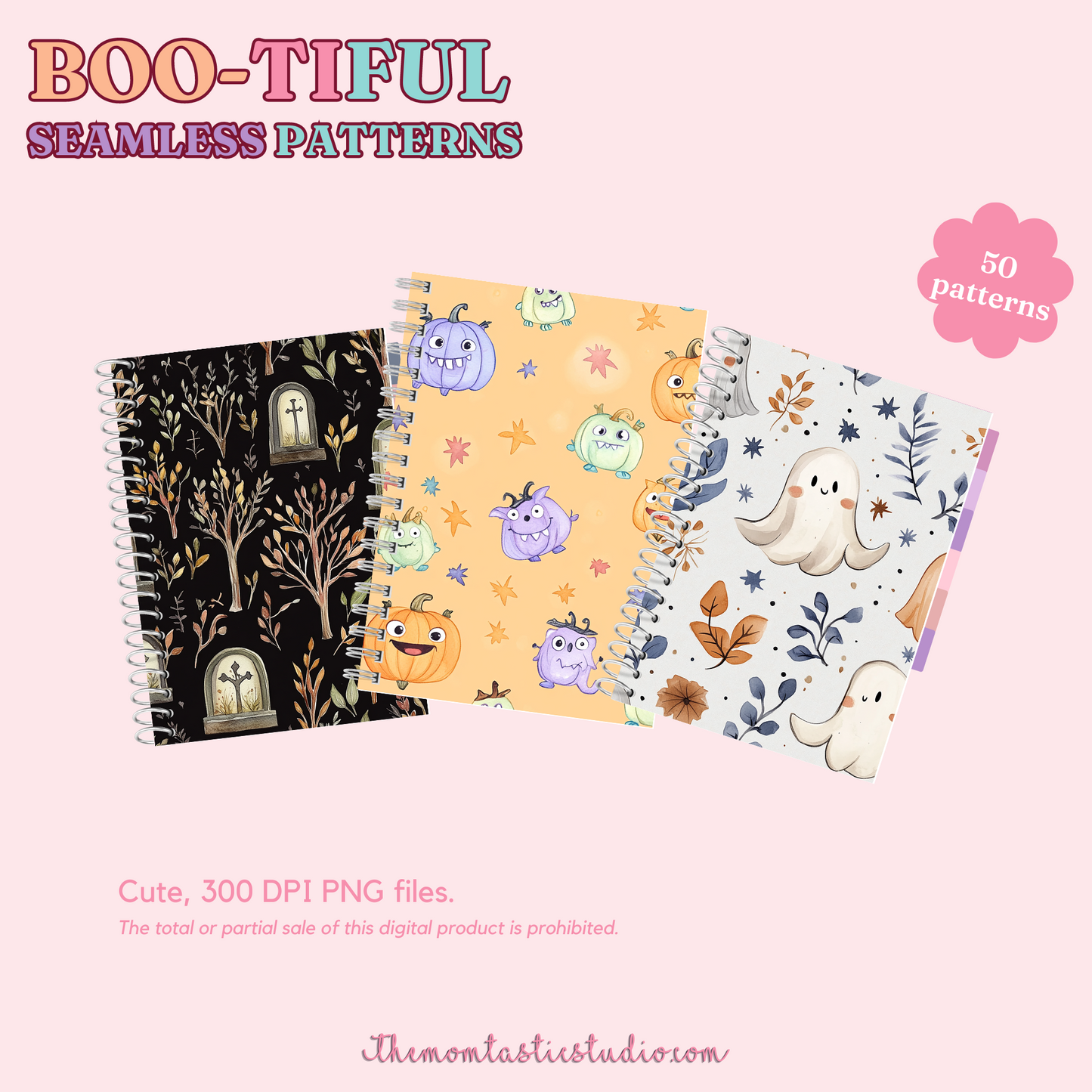 Boo-tiful Seamless Patternsfor Commercial Use, Digital Paper - 300 DPI