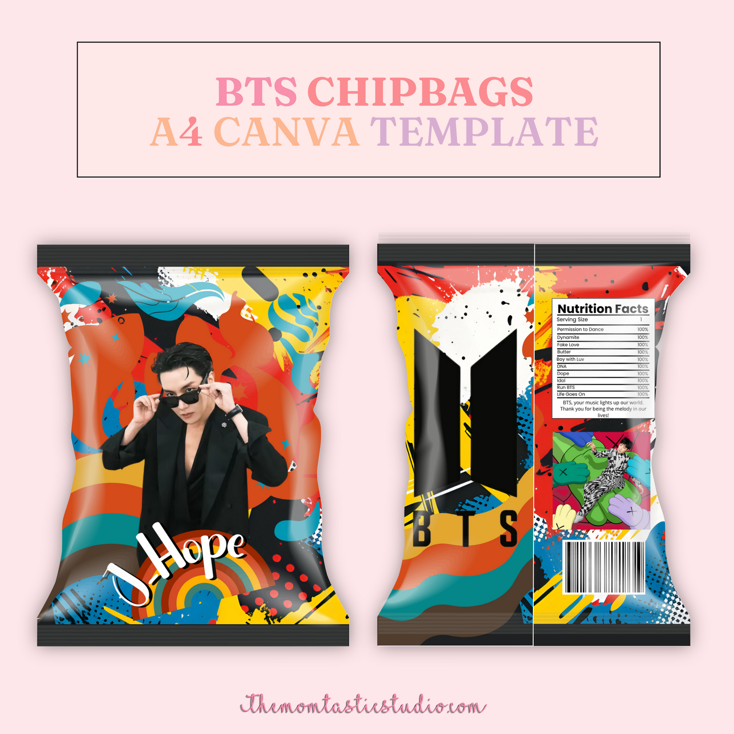 BTS Chip Bag Template – A4 Size - Canva Template