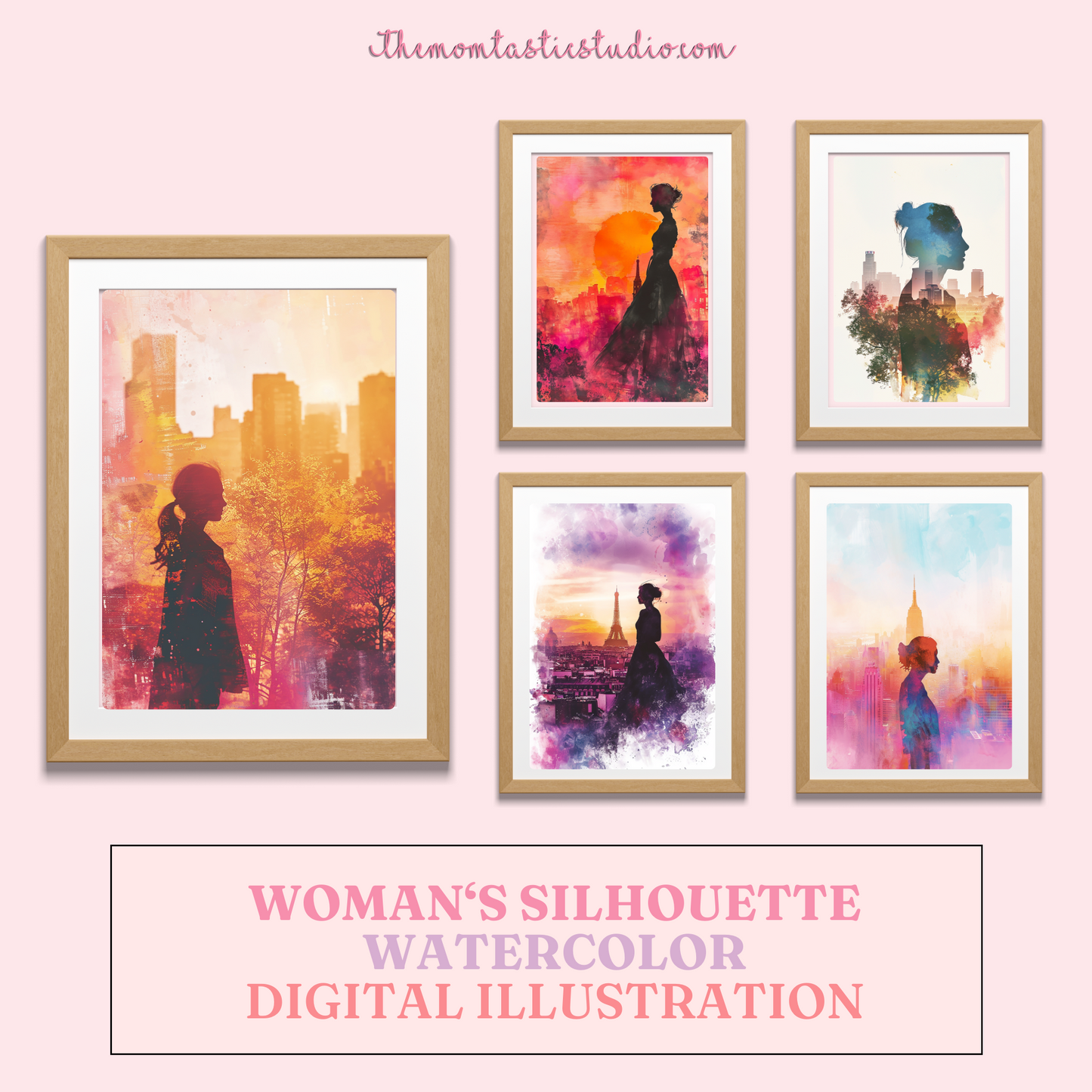 Woman Silhouette - Watercolor Digital Illustration 300DPI – Instant Download – Commercial Use