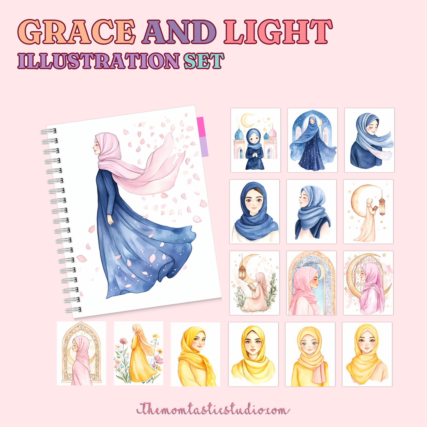 Grace and Light Illustration Set - 300 DPI – Instant Download – Commercial Use