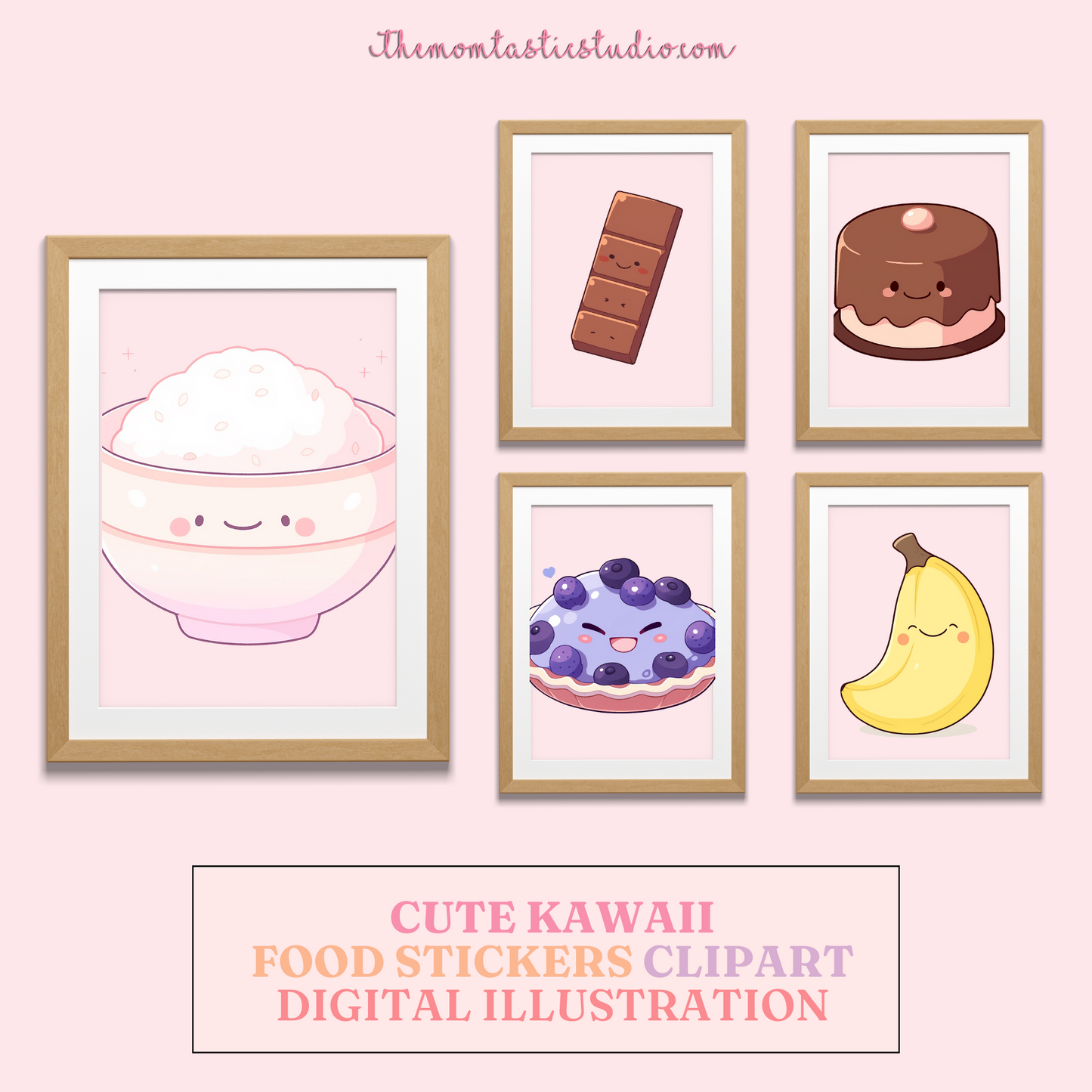 Kawaii Food Sticker Cliparts – High-Quality PNG - Transparent Background - Commercial Use