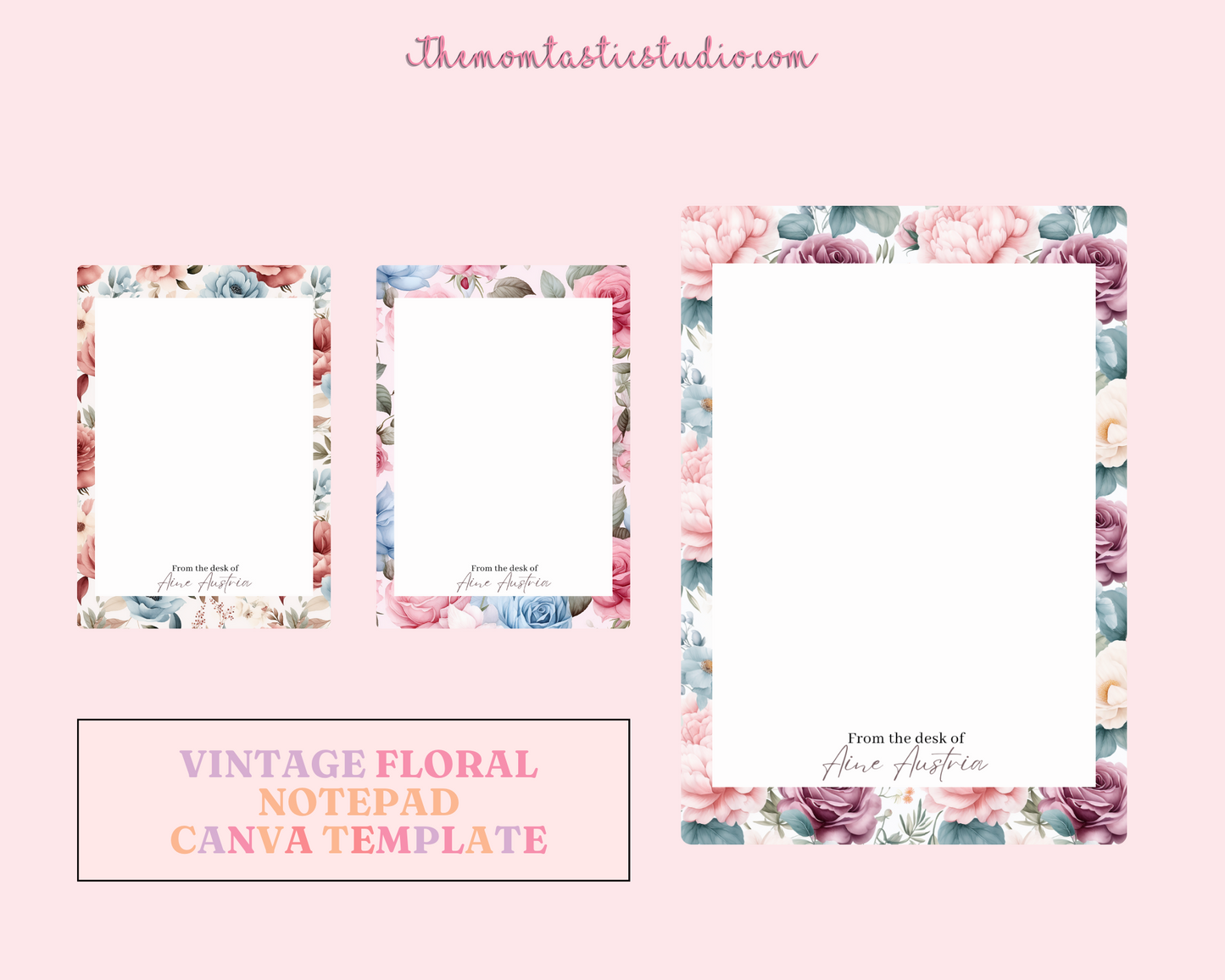 3x4" Vintage Floral Notepad Canva Template - 8 Pages - Commercial Use