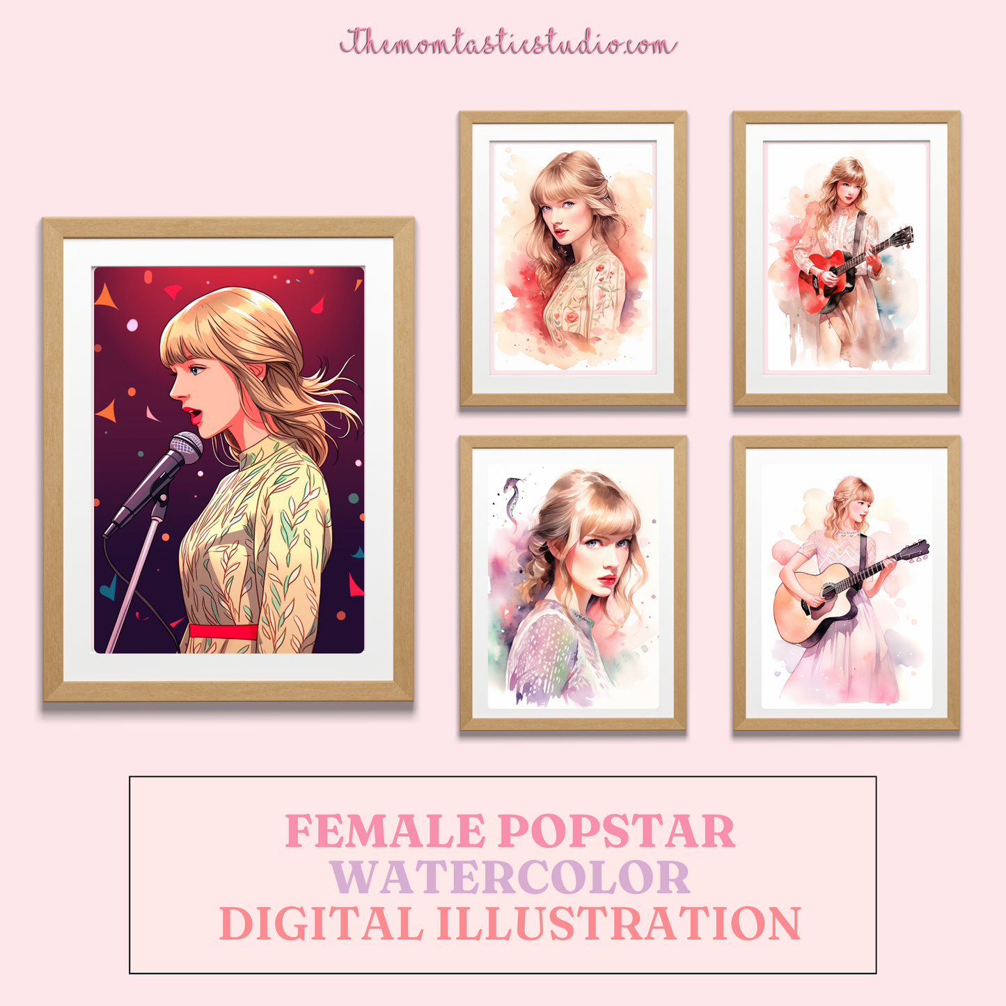 Female Popstar Digital Illustration 300DPI – Instant Download – Commercial Use