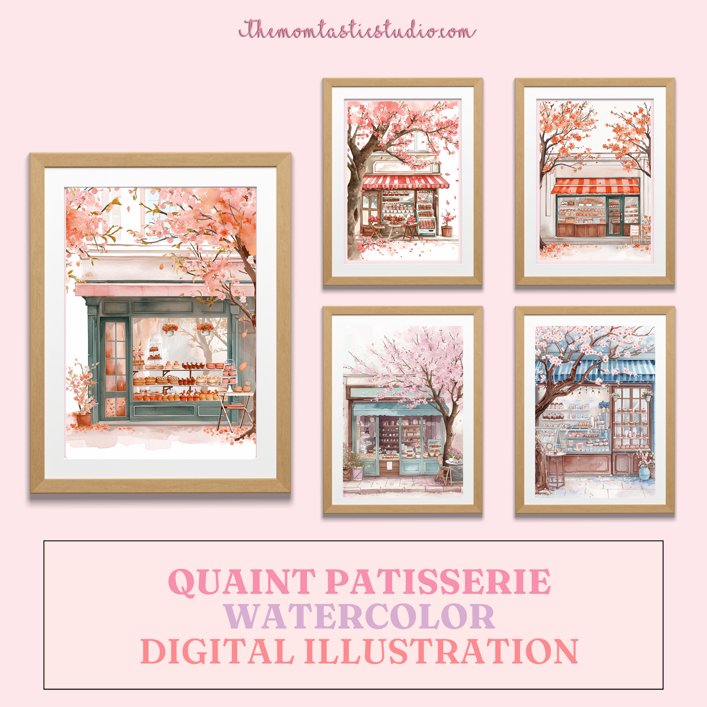 Quaint Patisserie Watercolor Digital Illustration 300DPI – Instant Download – Commercial Use