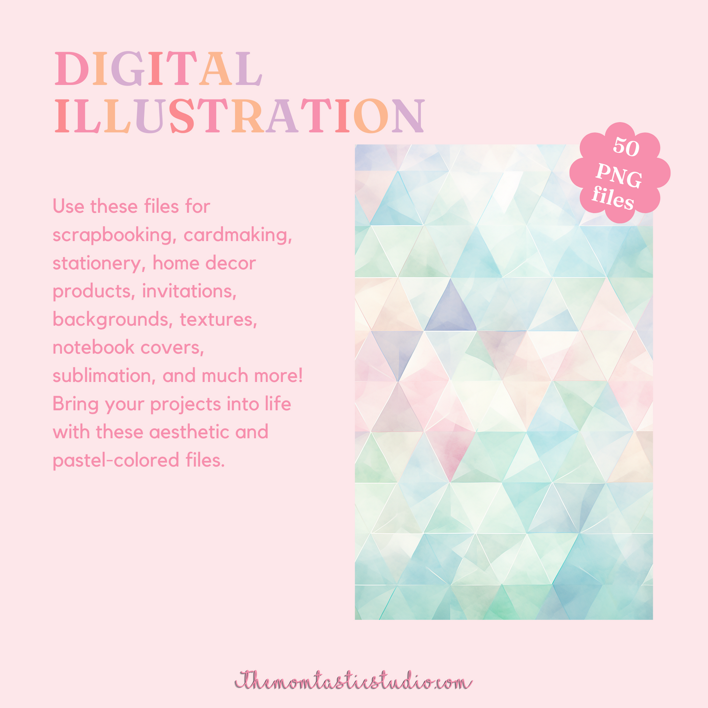 Pastel Harmony Geometric Shapes and Patterns Digital Illustration Pack - Commercial Use