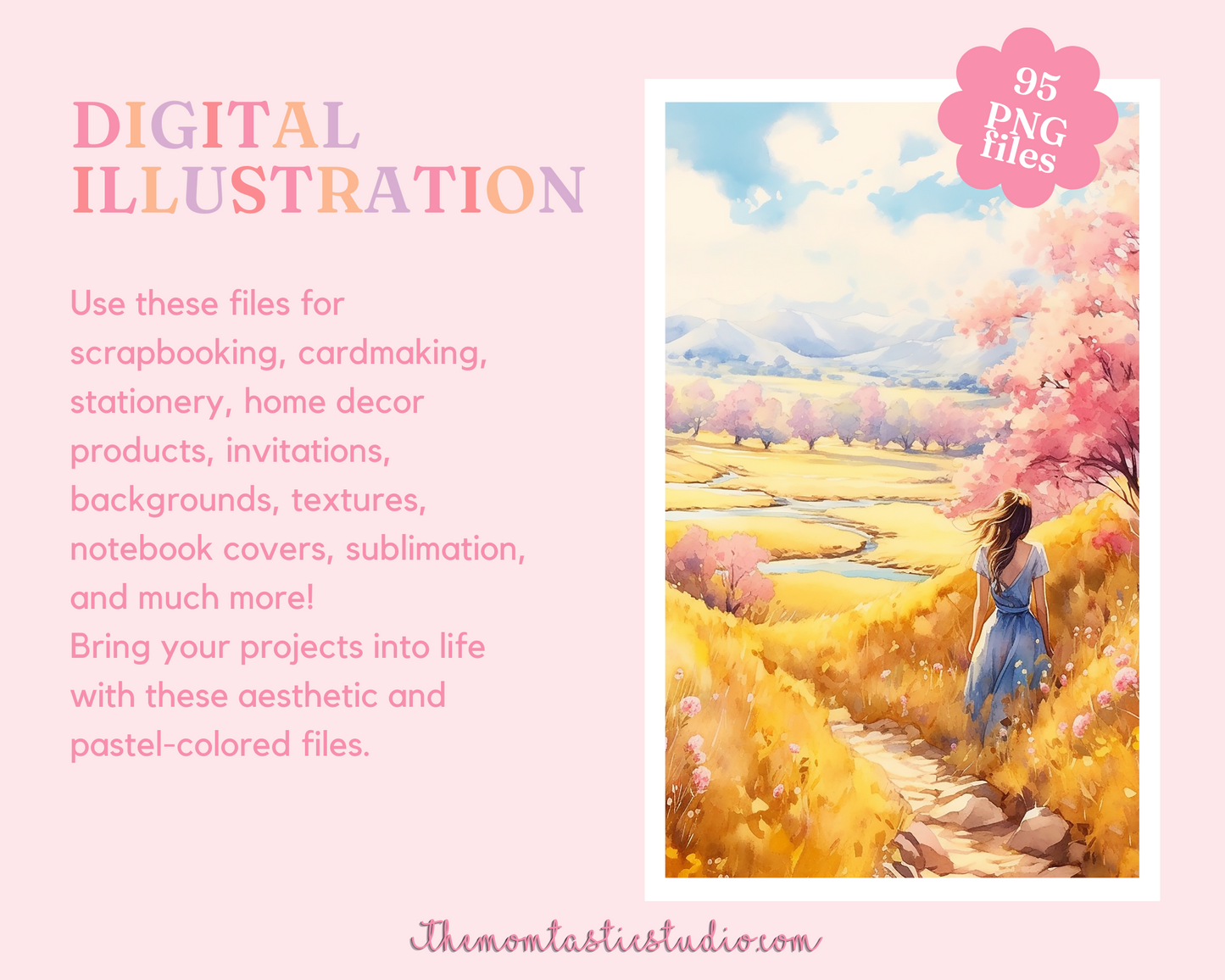 Moments of Bliss - Watercolor Digital Illustration - 300 DPI - Commercial Use - Instant Download