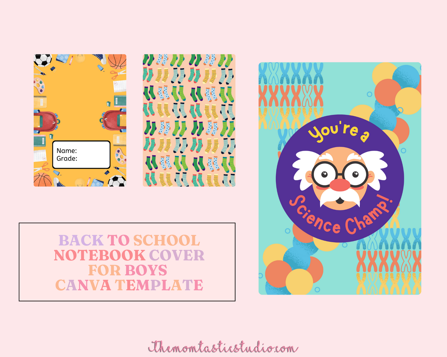 Back to School Notebook Cover Canva Template for Boys - 20 Pages - Commercial Use