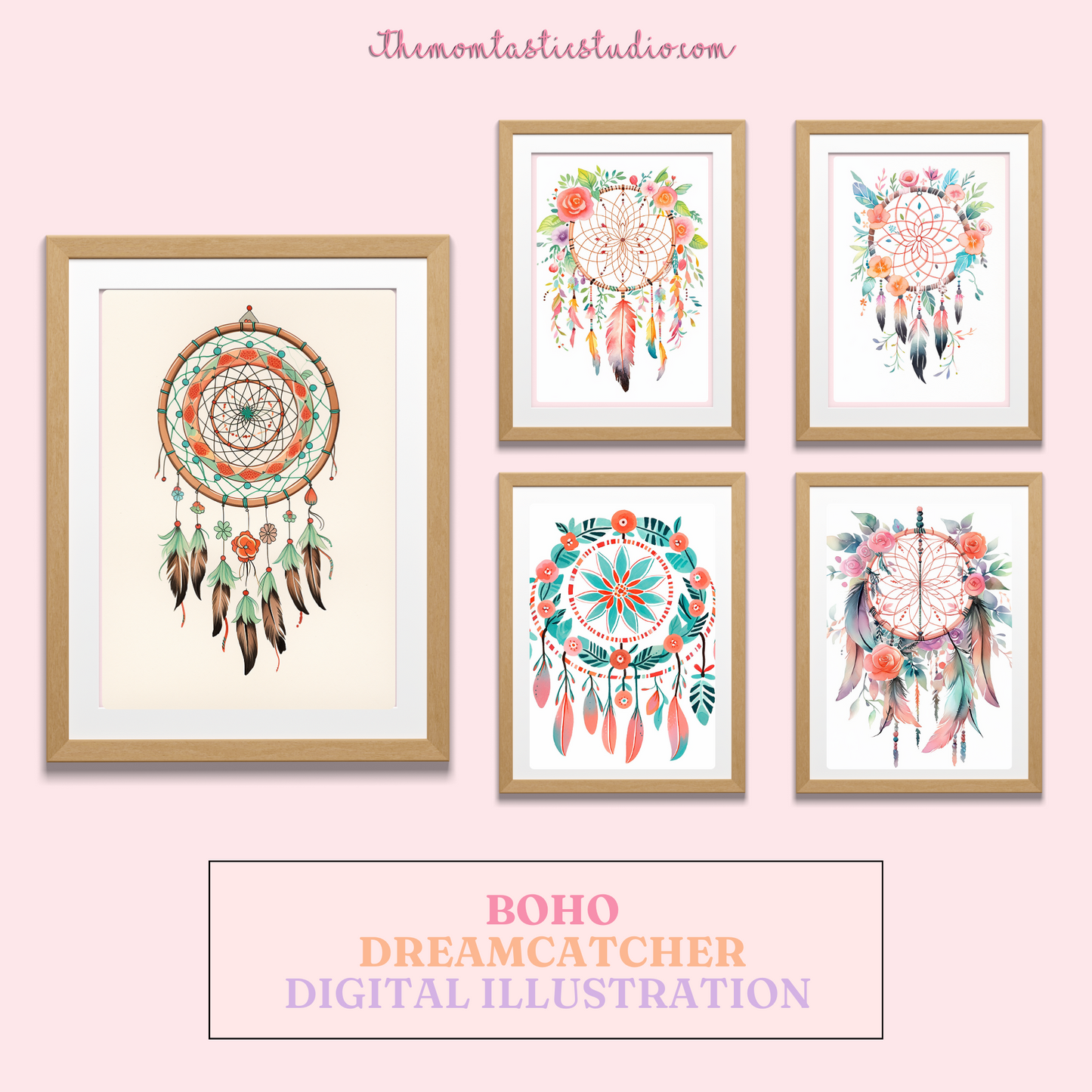 Boho Dreamcatcher Digital Illustration 300DPI – Instant Download – Commercial Use