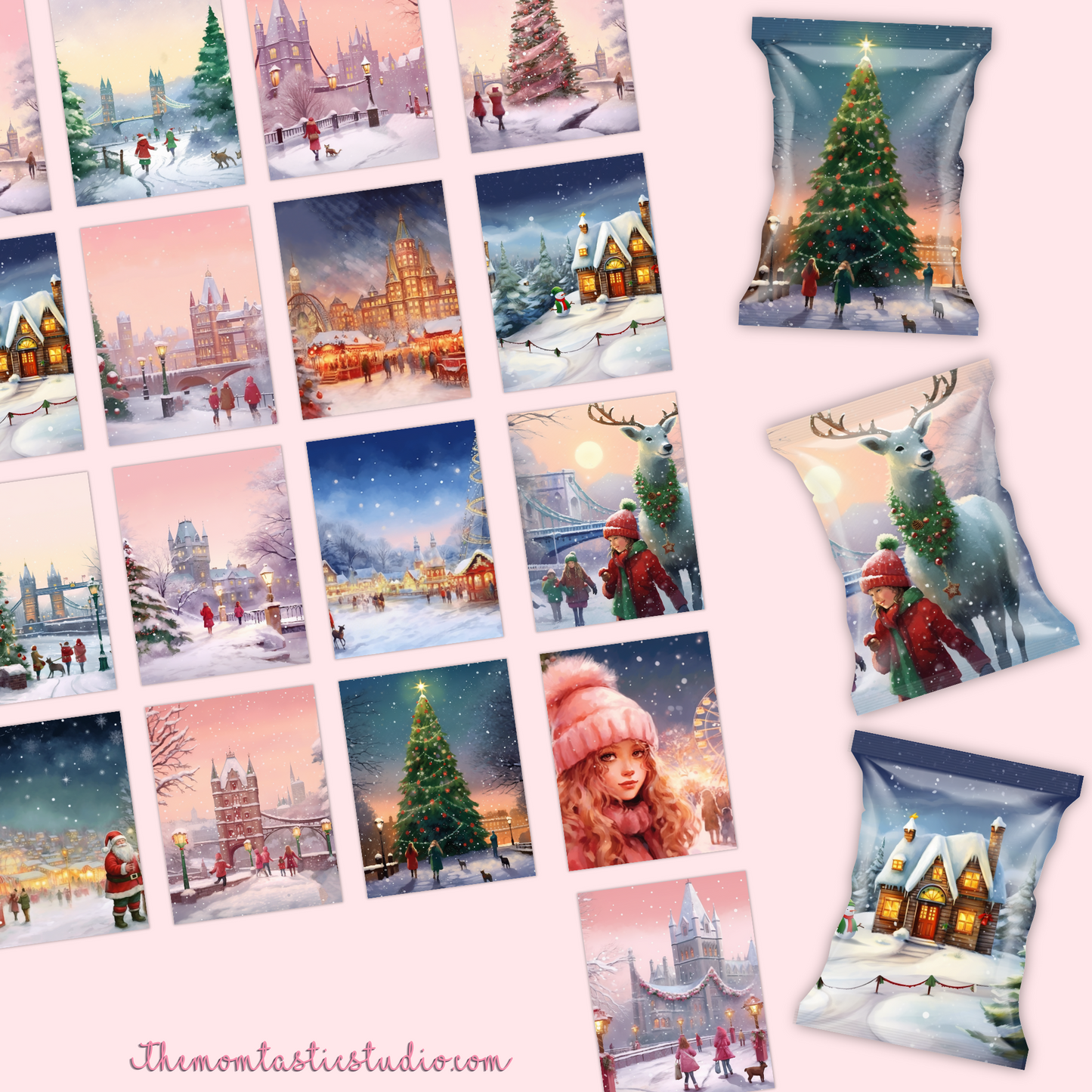 Magical Christmas - Watercolor Digital Illustration - 300 DPI - Commercial Use - Instant Download