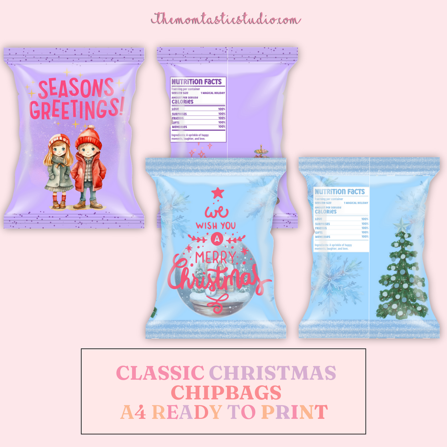 Classic Christmas Day Chip Bag Template – A4 Size – PDF - Canva Template