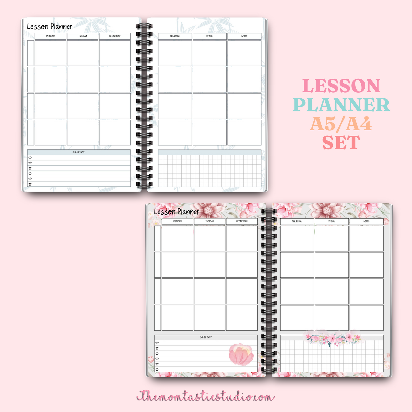 Lesson Planner Spread - PDF File Only (A5/A4) - Commercial Use