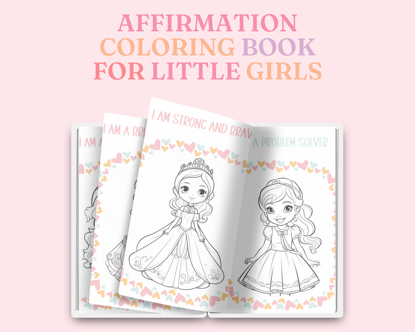 Affirmation Coloring Book for Little Girls – Digital Template – Empowering and Fun