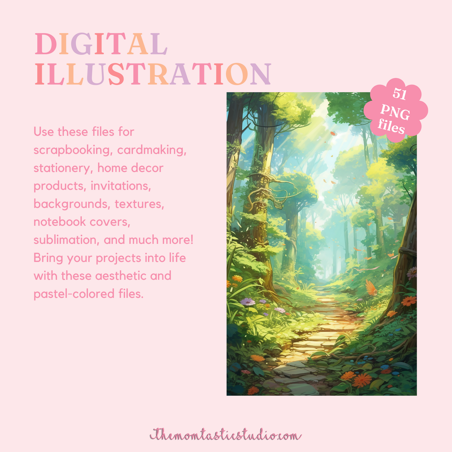 Serene Provincial Life Digital Illustration 300DPI – Instant Download – Commercial Use