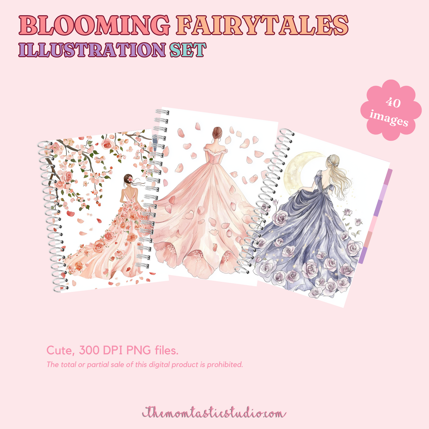 Blooming Fairytales Illustration Set - 300 DPI – Instant Download – Commercial Use