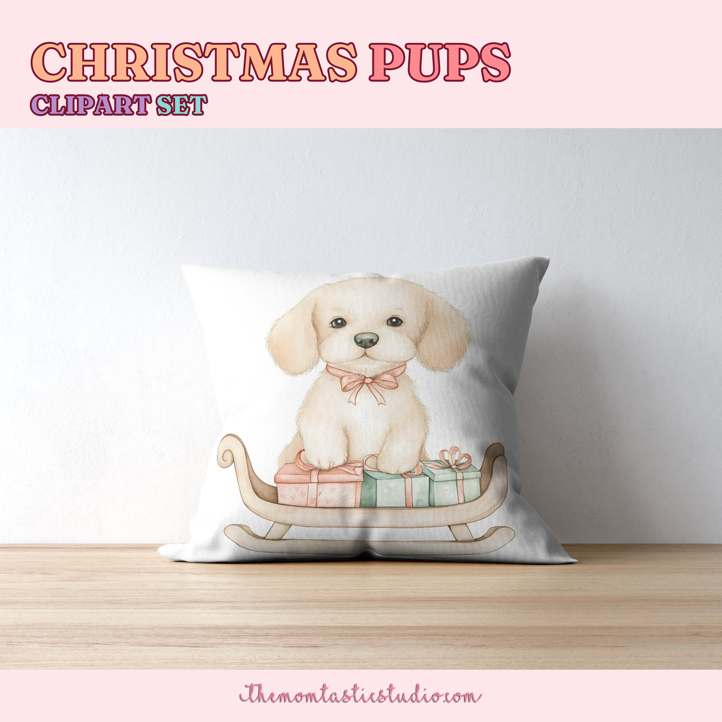 Christmas Pups Clipart Set - 300 DPI – Instant Download – Commercial Use (Transparent Files)