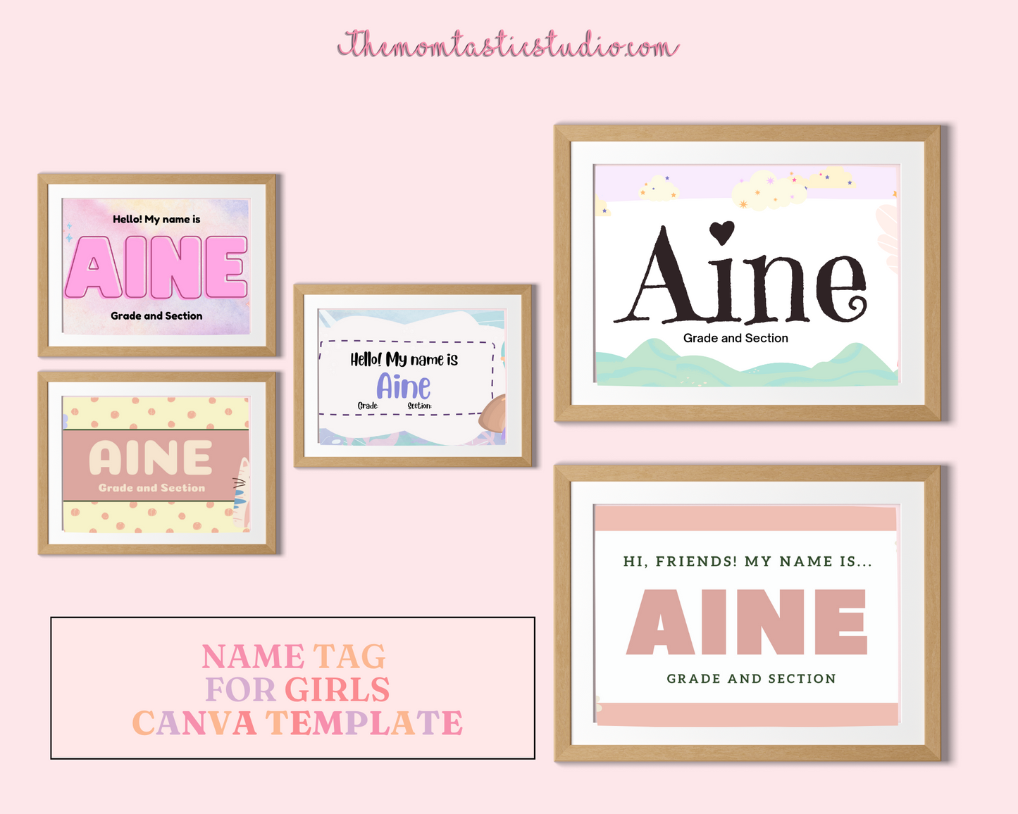 Name Tag for Girls – Instant Download – Canva Editable - Commercial Use