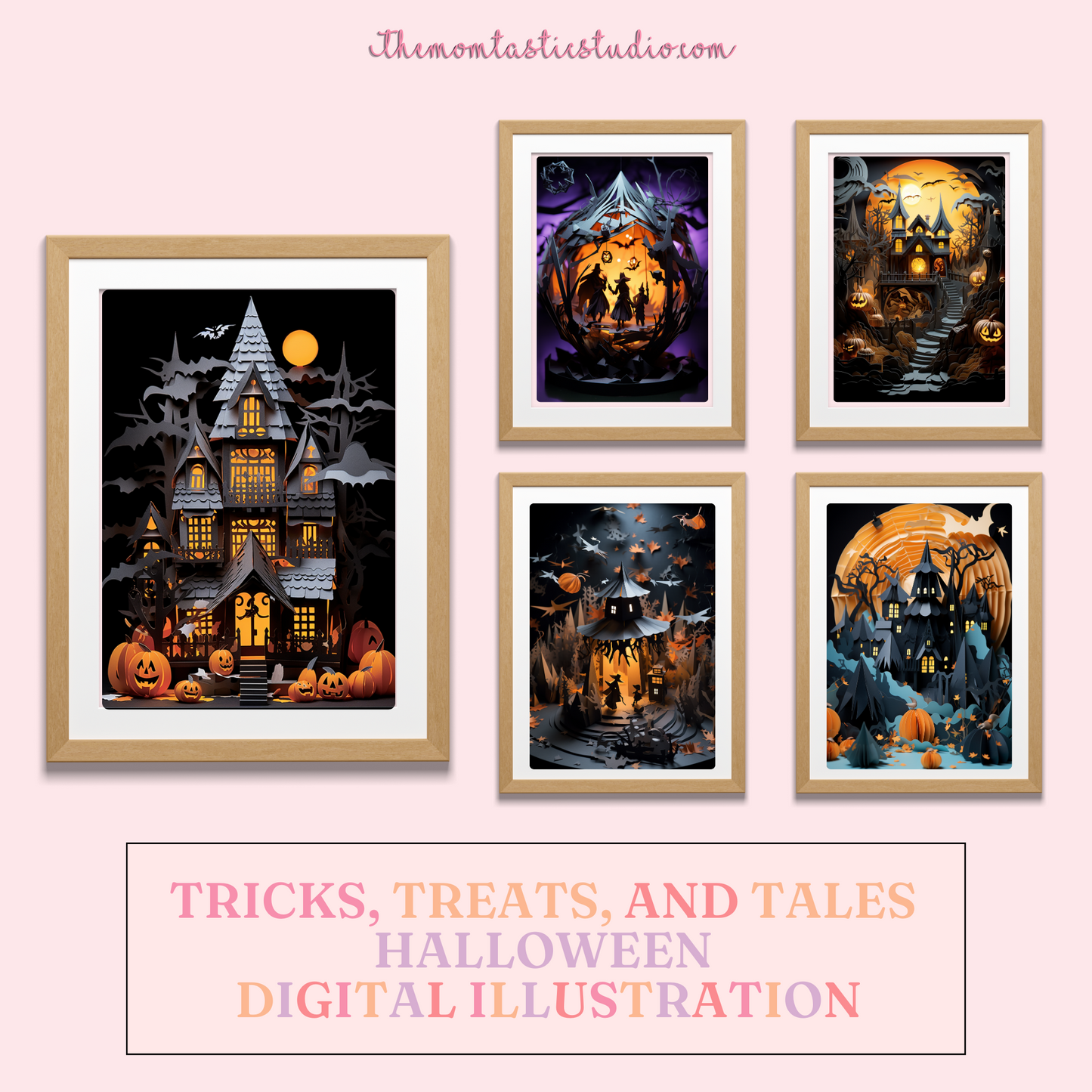 Tricks, Treats and Tales - Halloween Digital Illustration | Commercial Use | Spooky | For Notebooks, Chipbags, Sublimation