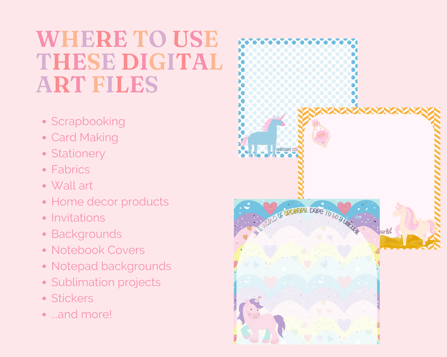 Unicorn Themed Notepads - Canva Editable Template (3x5 x 3.5in) - Commercial Use