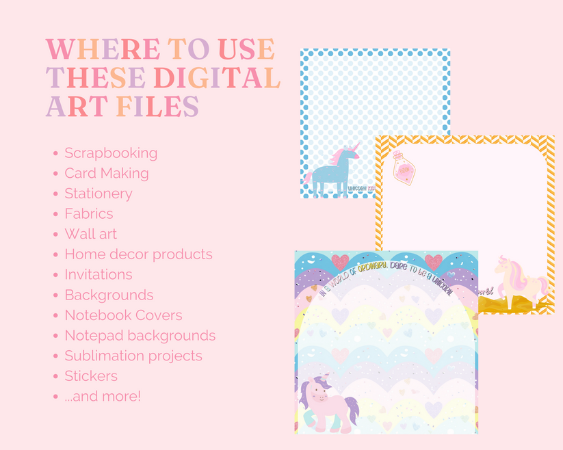 Unicorn Themed Notepads Canva Editable Template (3x5 x 3.5in) Comm