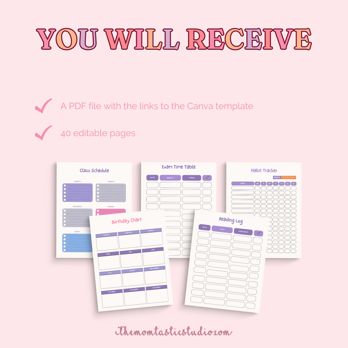 Student Planner for Kids Editable Canva Template – Instant Download – PLR (Rights to Resell)