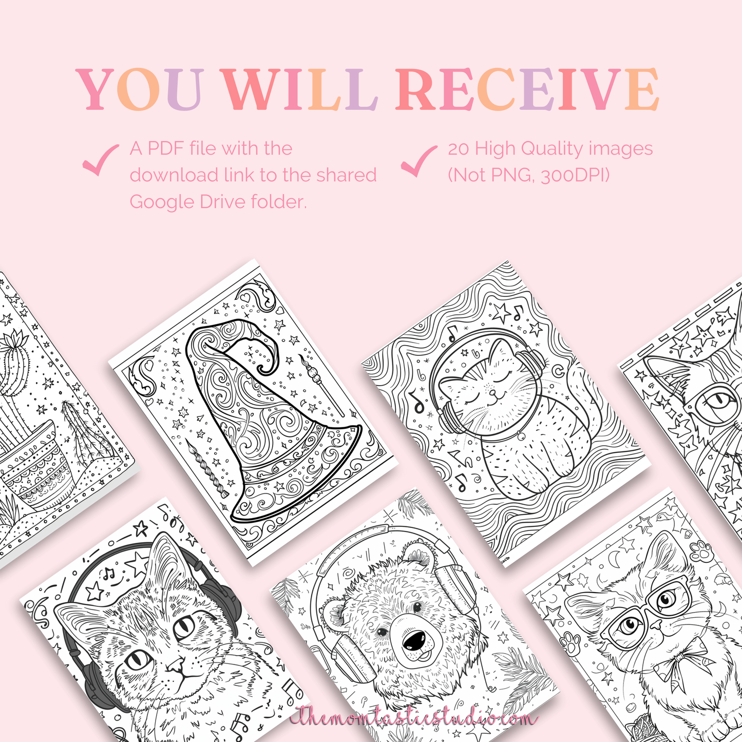 Whimsical Line Art Coloring Pages – Instant Download – PLR (Rights to Resell)