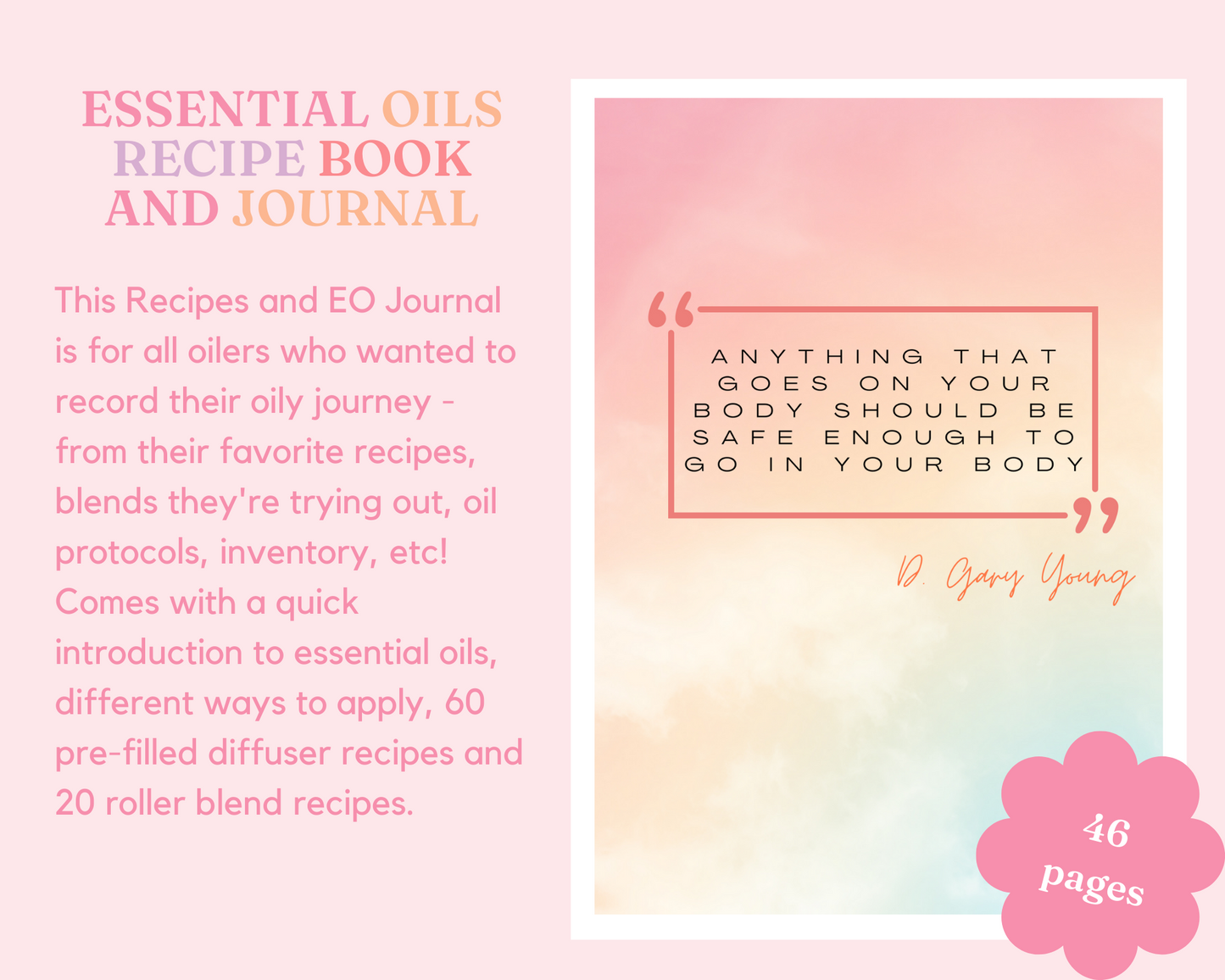 Essential Oil Recipes and Journal – Digital Template - Commercial Use - YL Compliant - For Welcome Kit